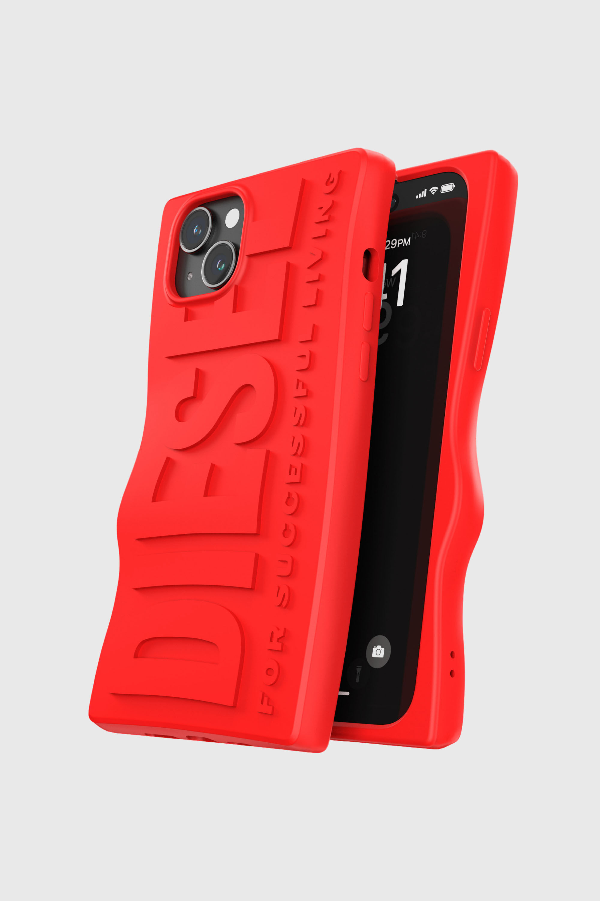 Diesel - 54118 MOULDED CASE, Unisex's iPhone 15 Plus シリコンケース in レッド - 4