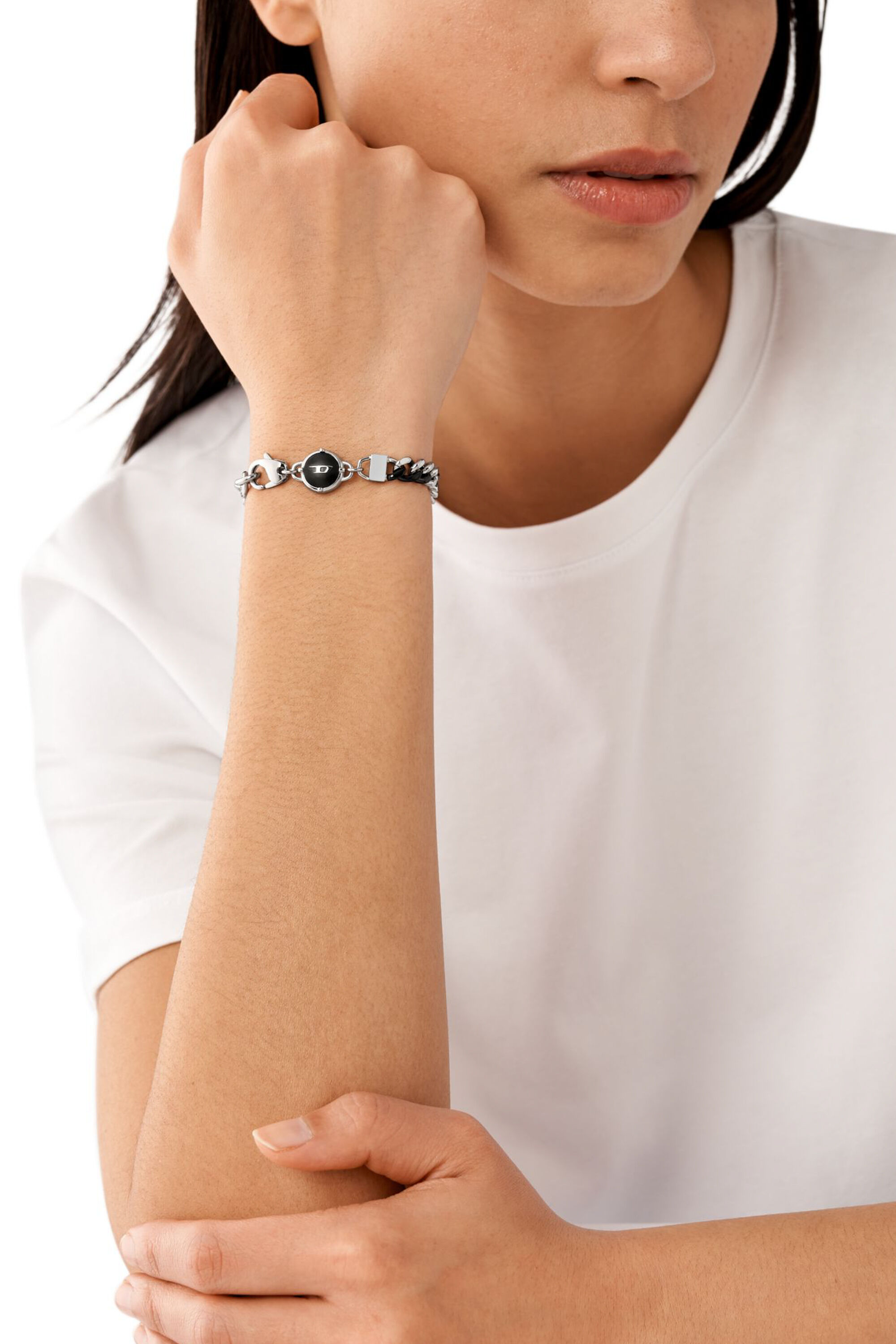 Diesel - DX1498, Unisex's Two-Tone stainless steel chain bracelet in シルバー/ブラック - 4