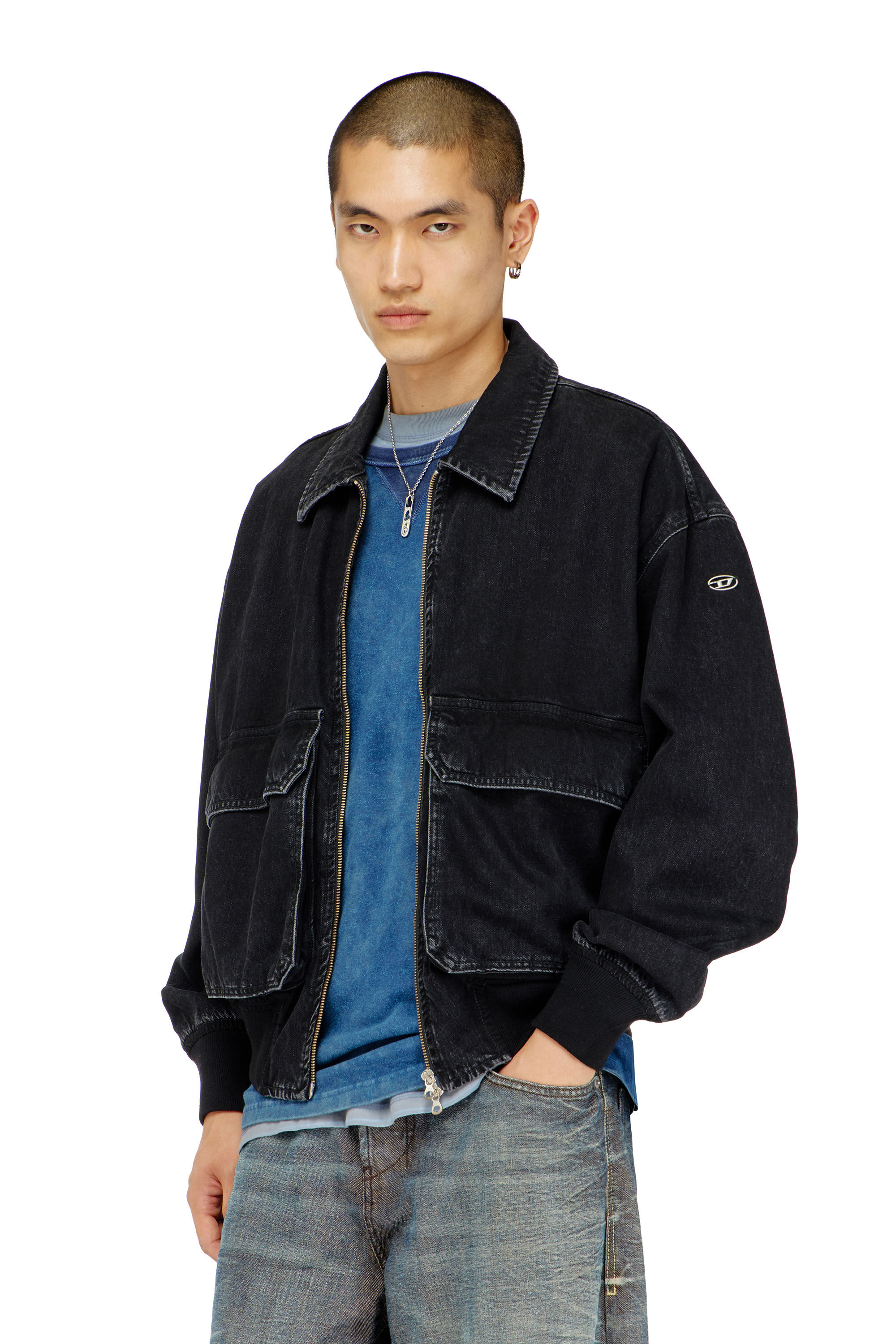 Diesel - D-KURZ, Unisex's デニムジャケット in ブラック - 3