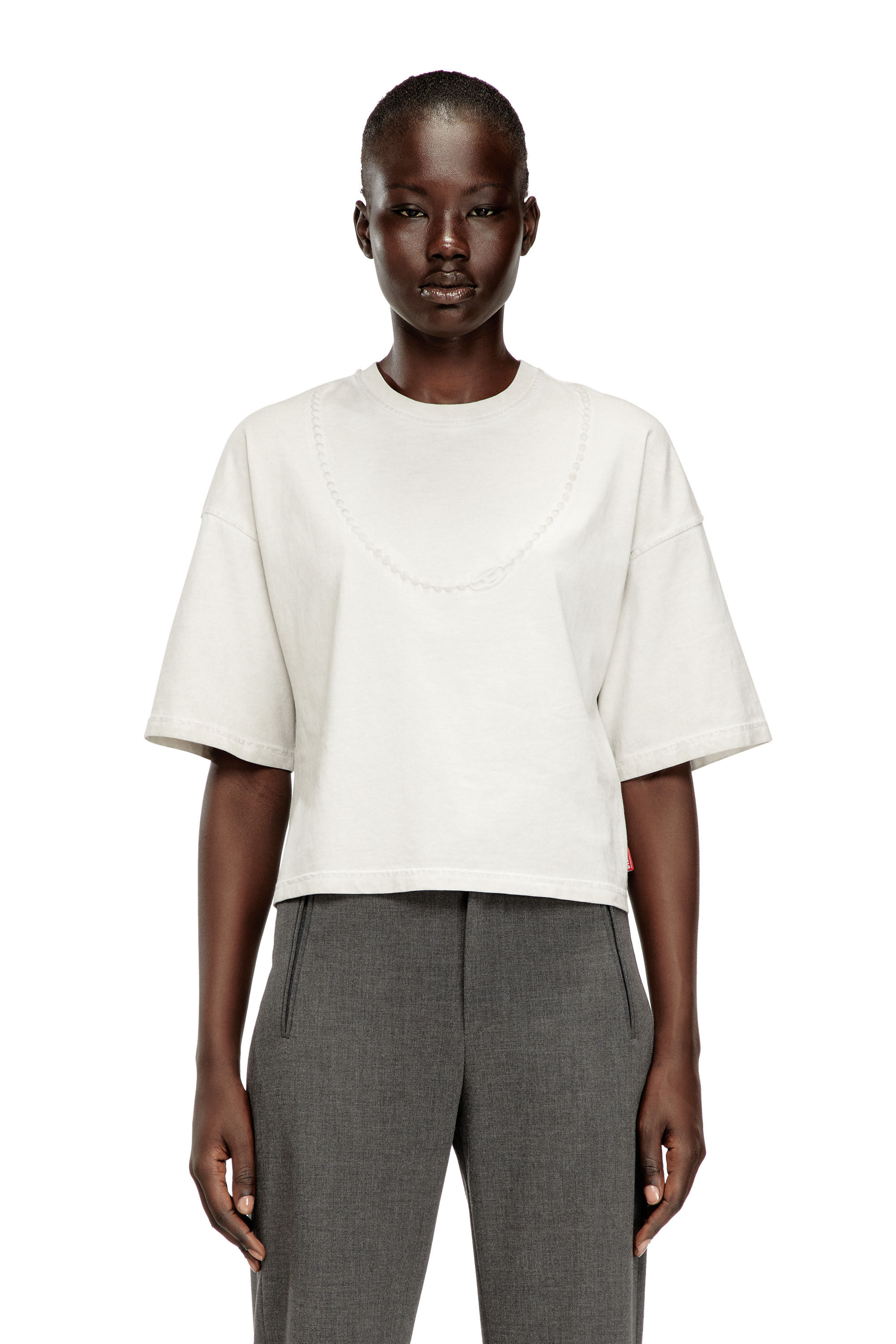 Diesel - T-CROPYN-S1, Female's Tシャツ in ライトグレー - 3