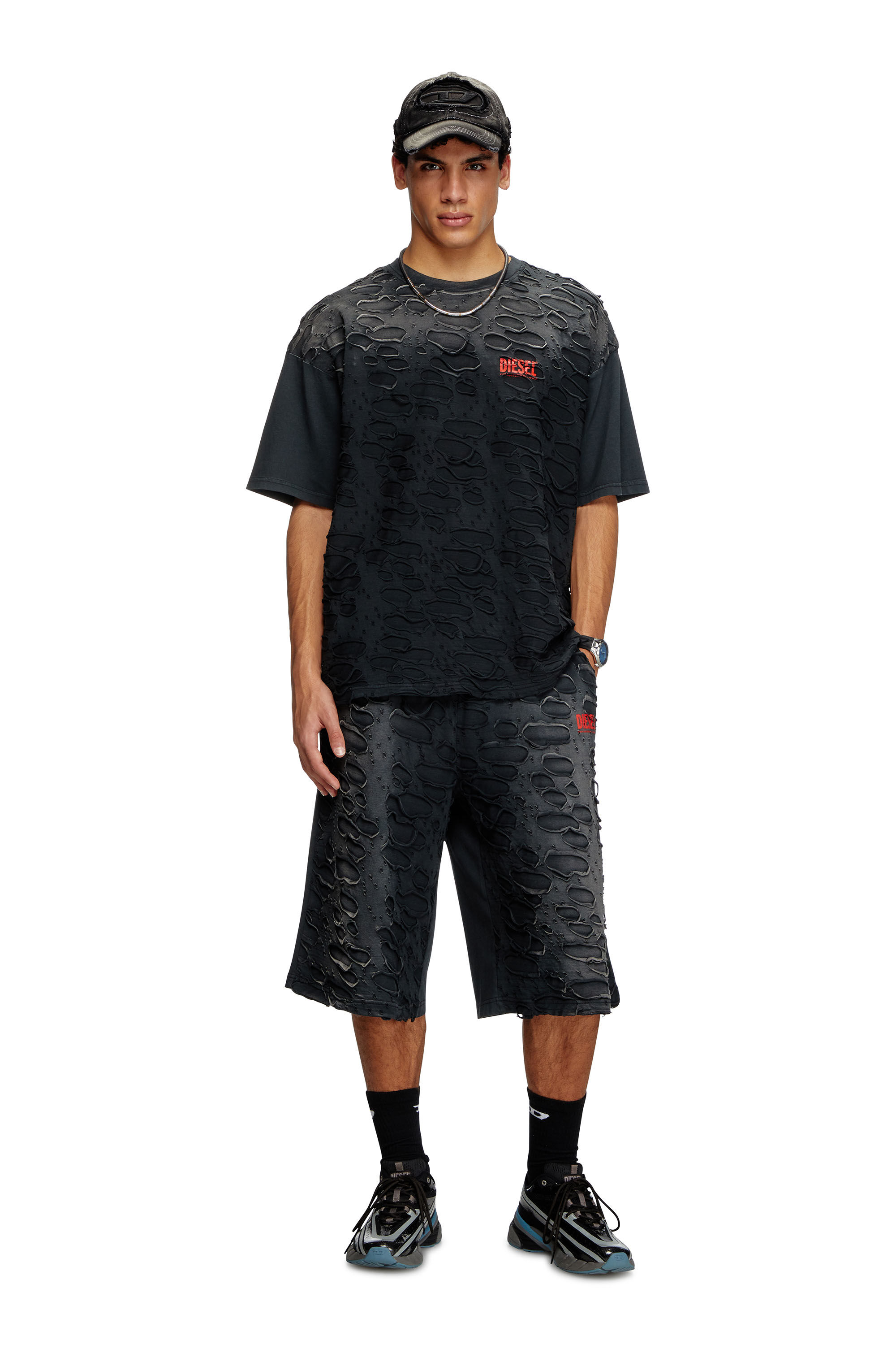 T-BOXT-R29 T-shirt with hole detail｜ブラック｜メンズ｜DIESEL