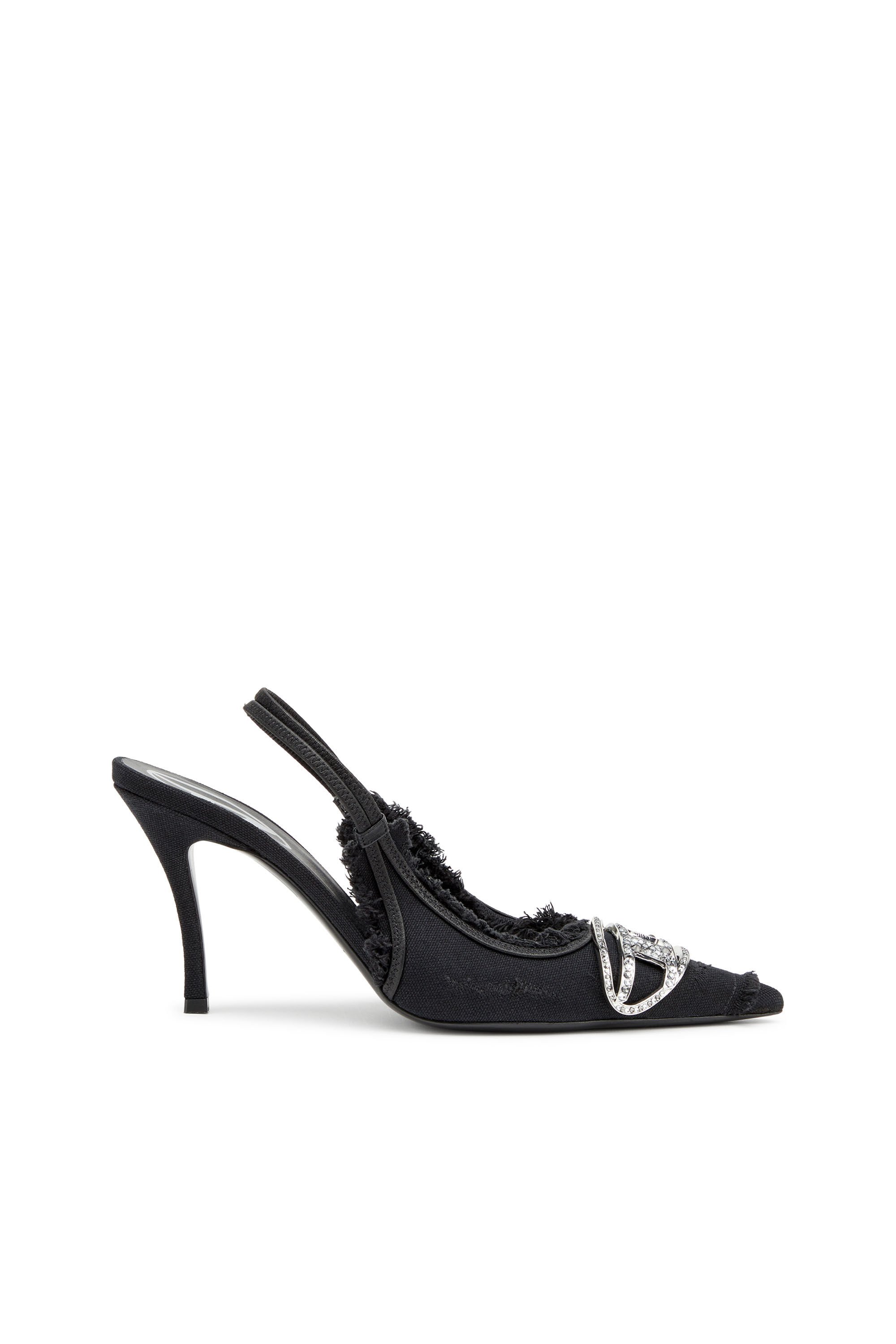 Diesel - D-VENUS SB, Female's D-Venus-Slingback pumps in distressed canvas in ブラック - 1