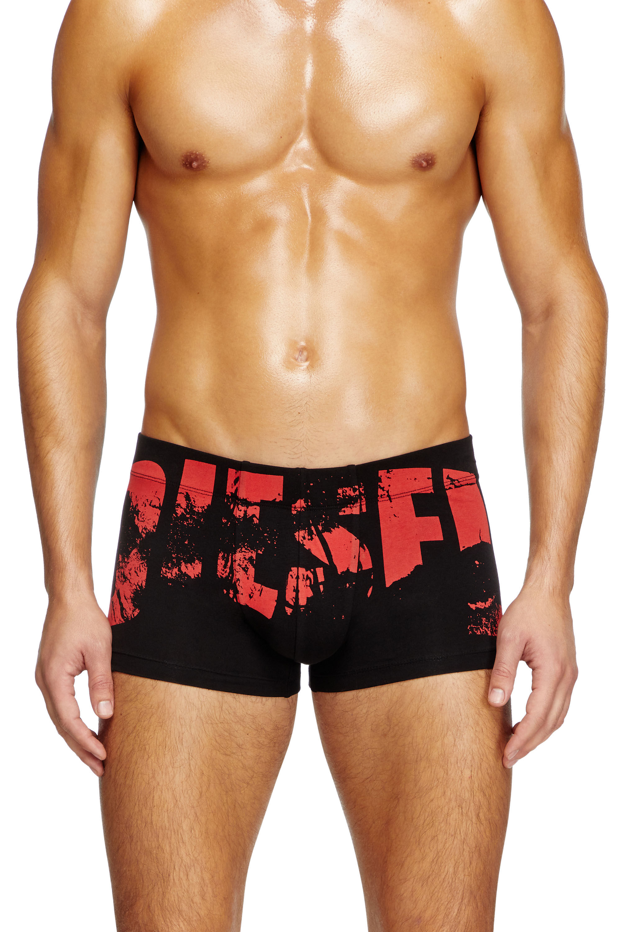 Diesel - DAMIEN-D-POP, Male's Boxer briefs with distressed logo in ブラック/レッド - 3