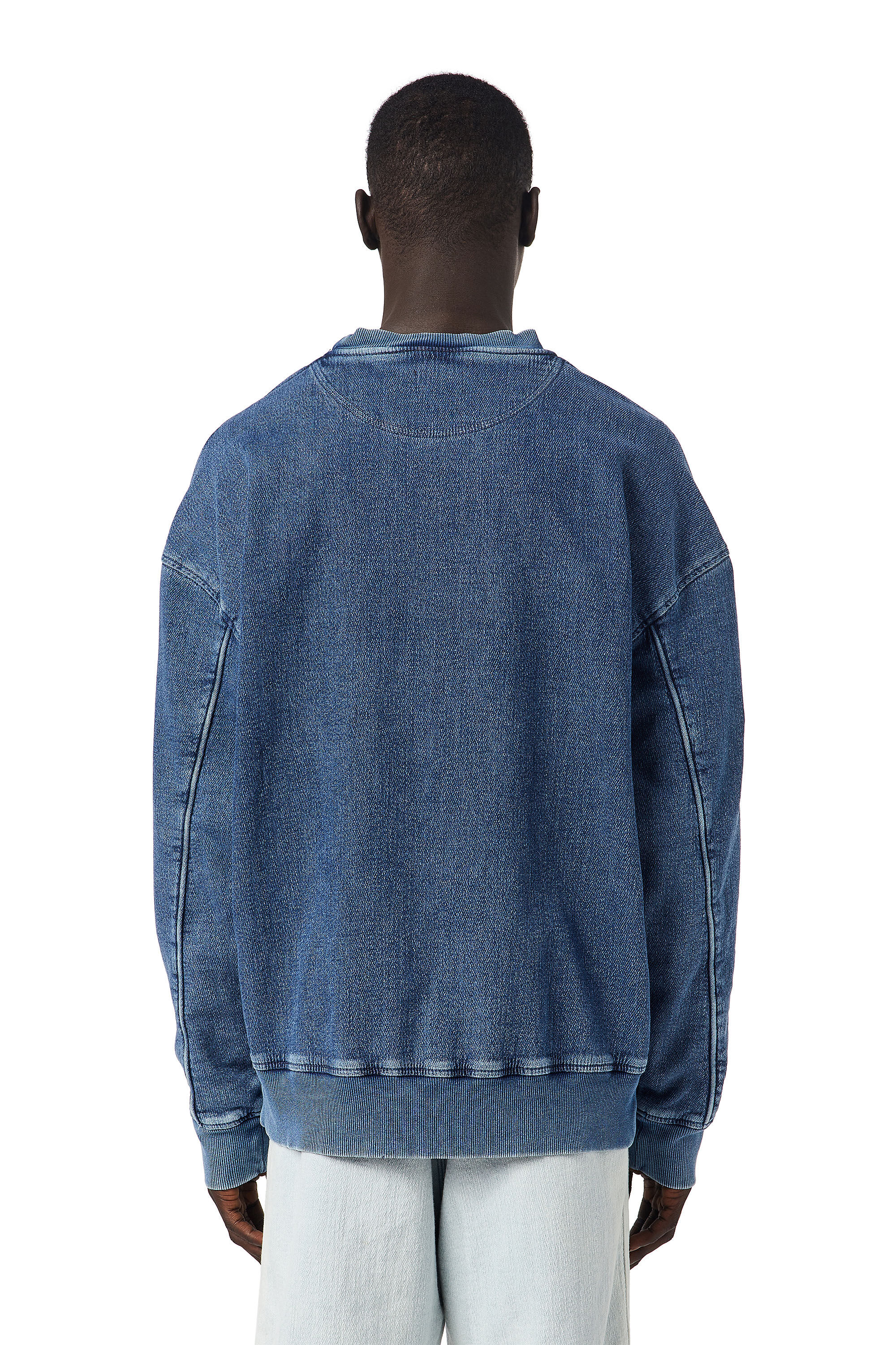 Diesel - D-KRIB TRACK DENIM SWEATSHIRT, ミディアムブルー - Image 5