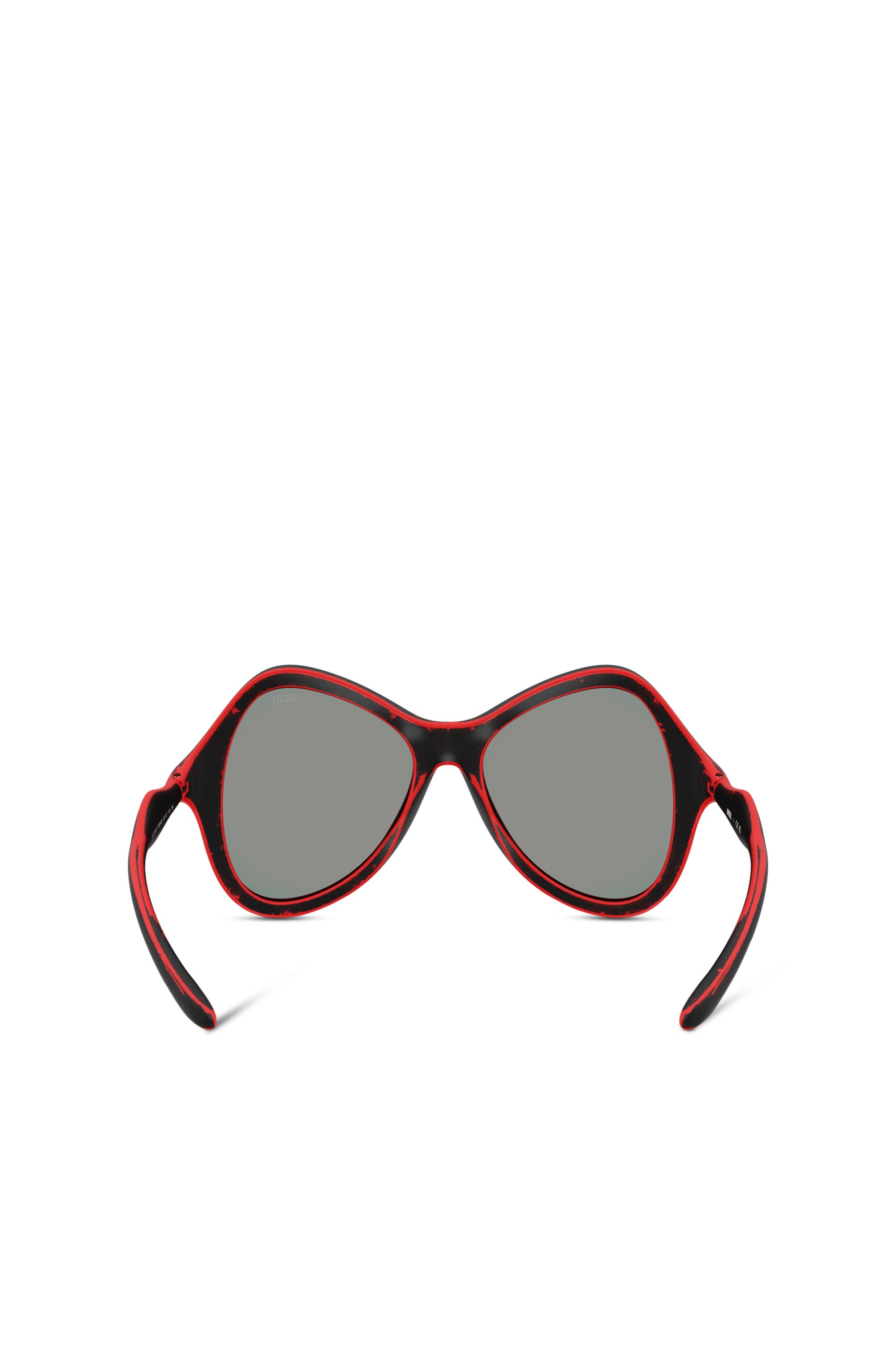 Diesel - 0DL3010U, Unisex's Cat-eye style sunglasses in ブラック/レッド - 3
