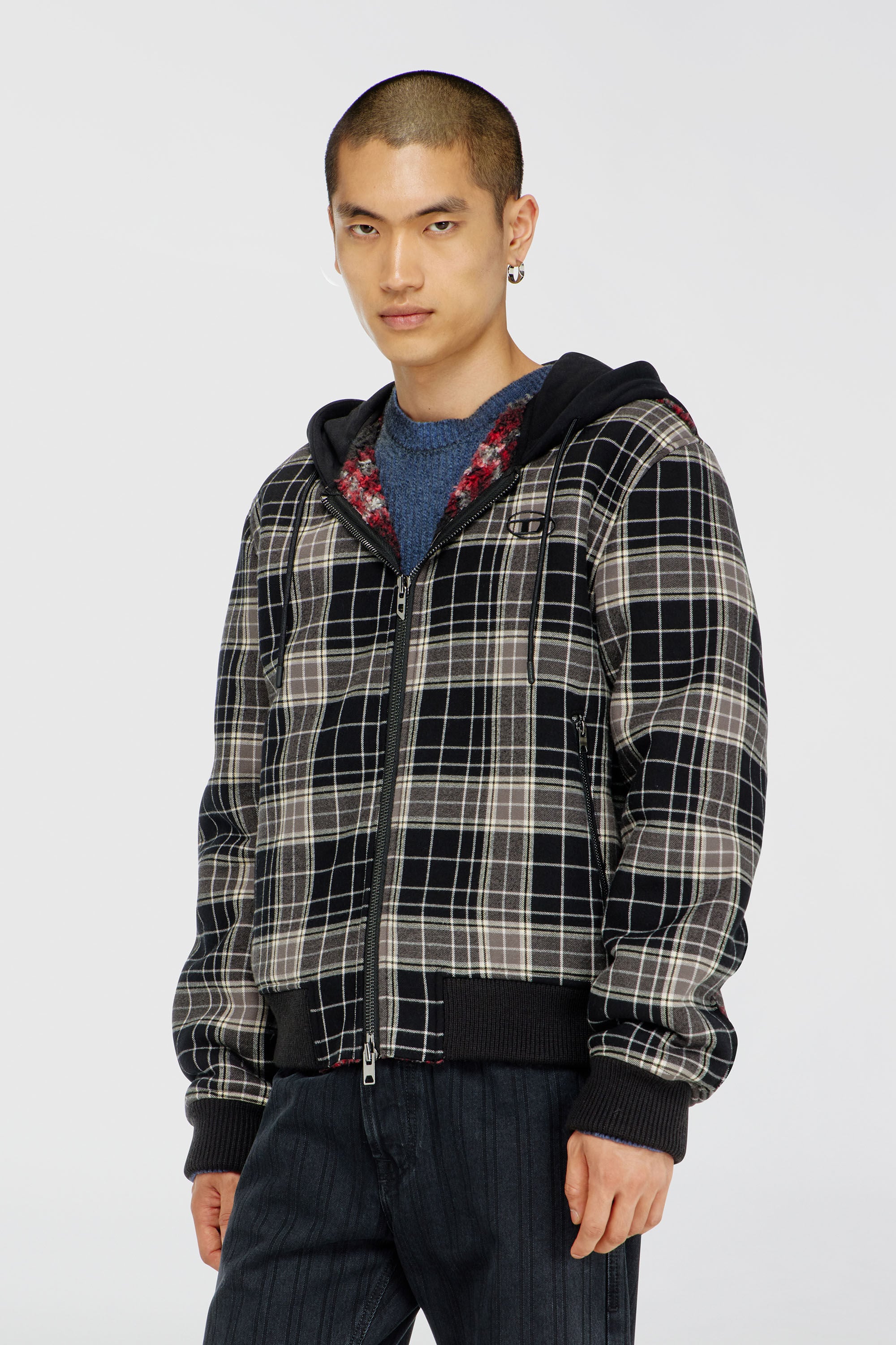 Diesel - W-KUNST, Male's ボンバージャケット in グレー/ブラック - 3