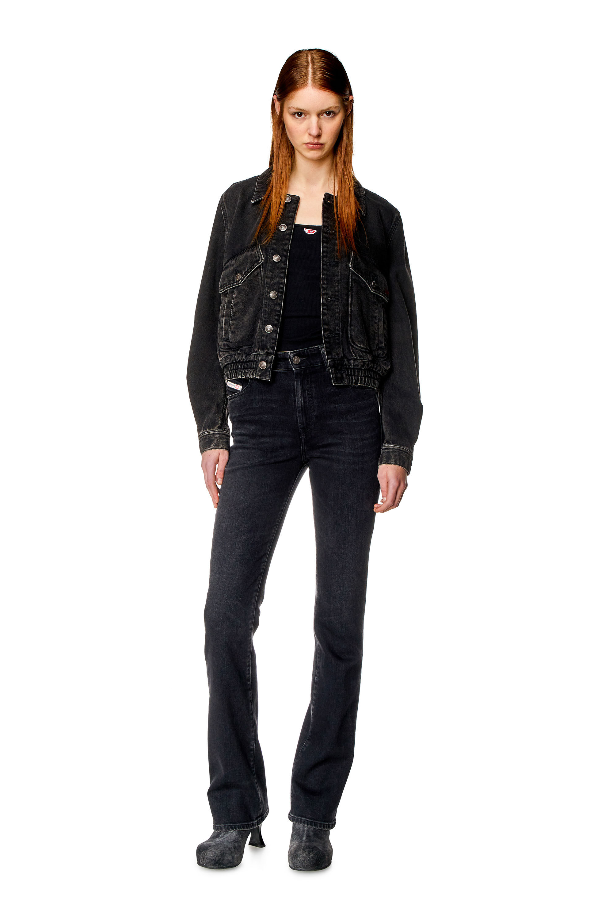Diesel - DE-TRACY BOMBER JACKET, Female's SS23  デニム ボンバージャケット ブラック in ブラック/ダークグレー - 1