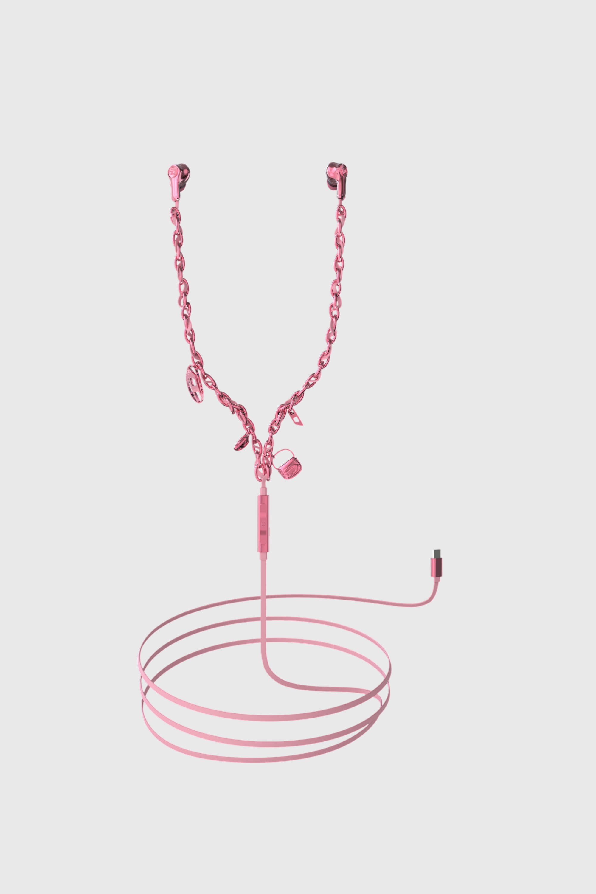 Diesel - 60688 WIRED EARBUDS WIRED EARBUDS, Unisex's Wired Earbuds and charms pink in ピンク / ホワイト - 1