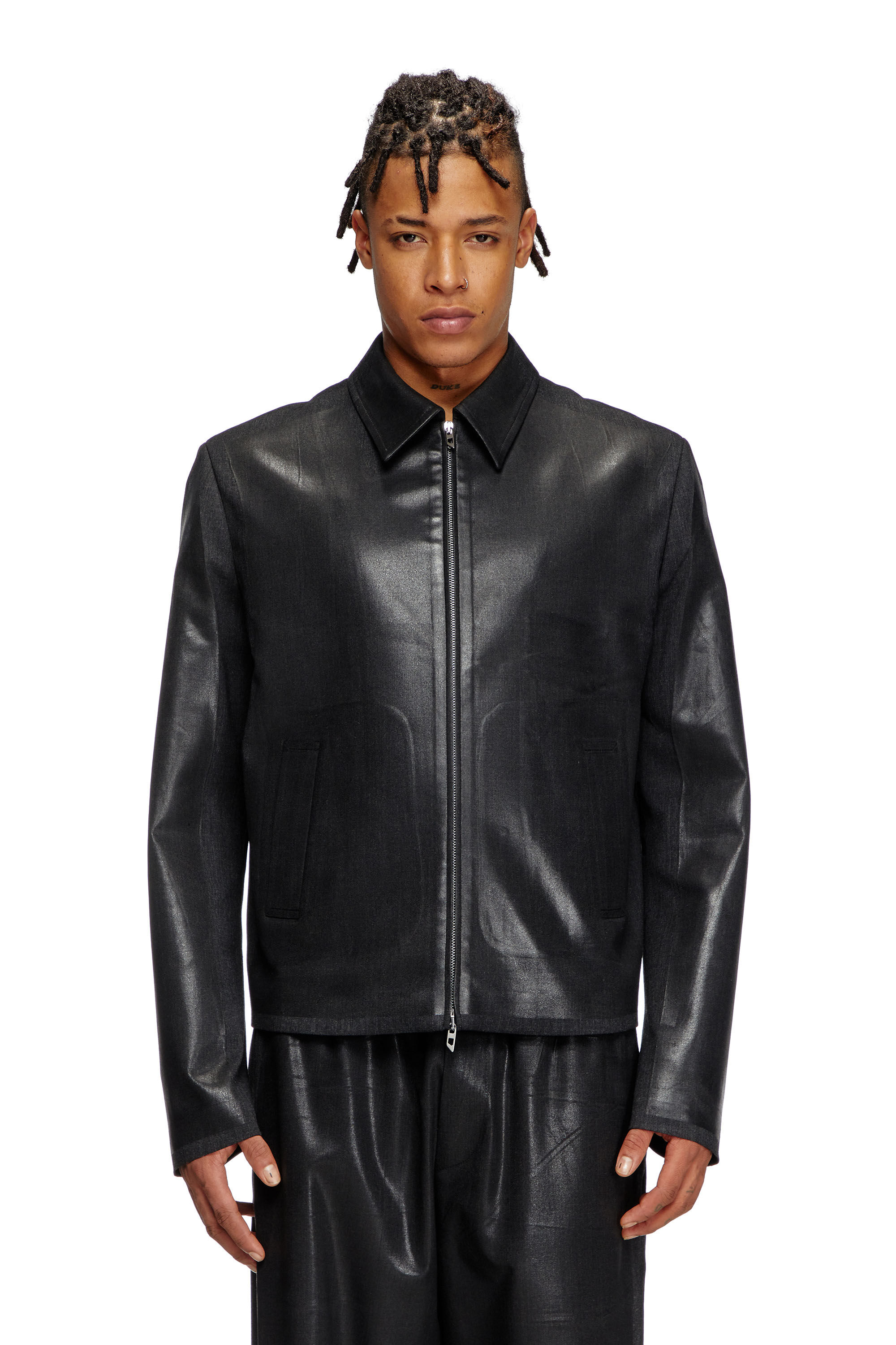 Diesel - J-KANE, Male's Coach jacket in coated Cool Wool in ブラック - 3