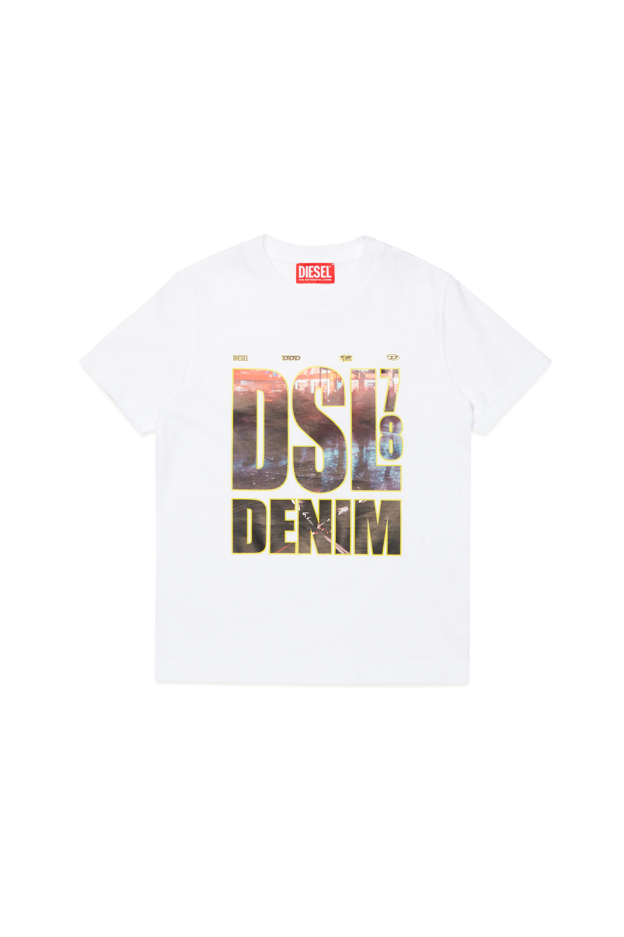 Diesel - TDIEGORL7, Male's T-shirt with photo Diesel Denim 78 print in ホワイト - 1
