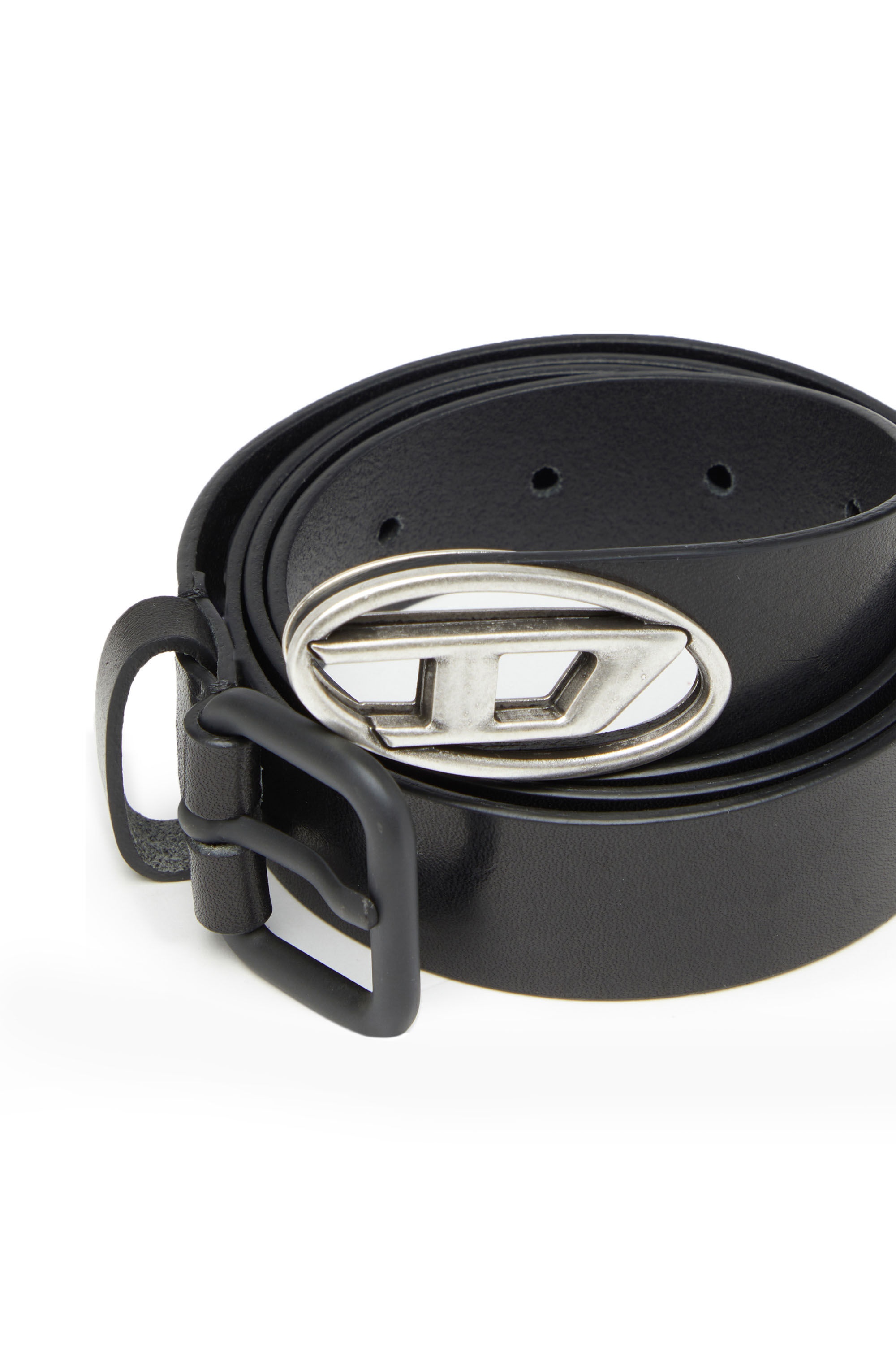 Diesel - B-INLAY, Unisex's Leather belt with oval D logo in ブラック - 3