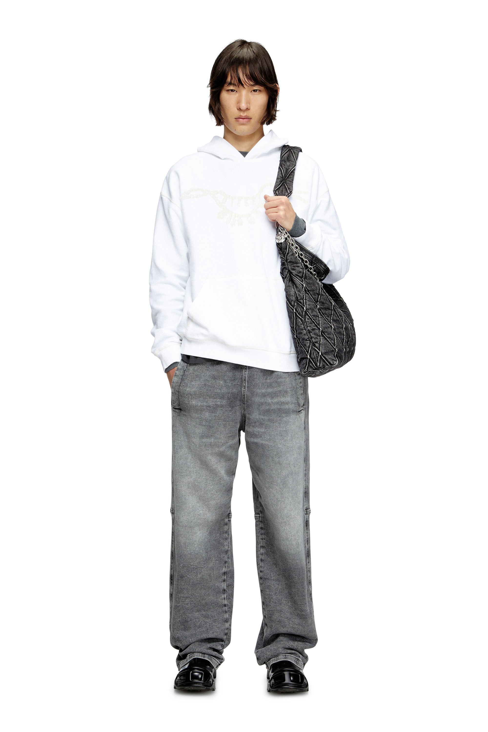 Diesel - S-BOXT-HOOD-HOSHI, Unisex's Hoodie with charm necklace print in ホワイト - 1