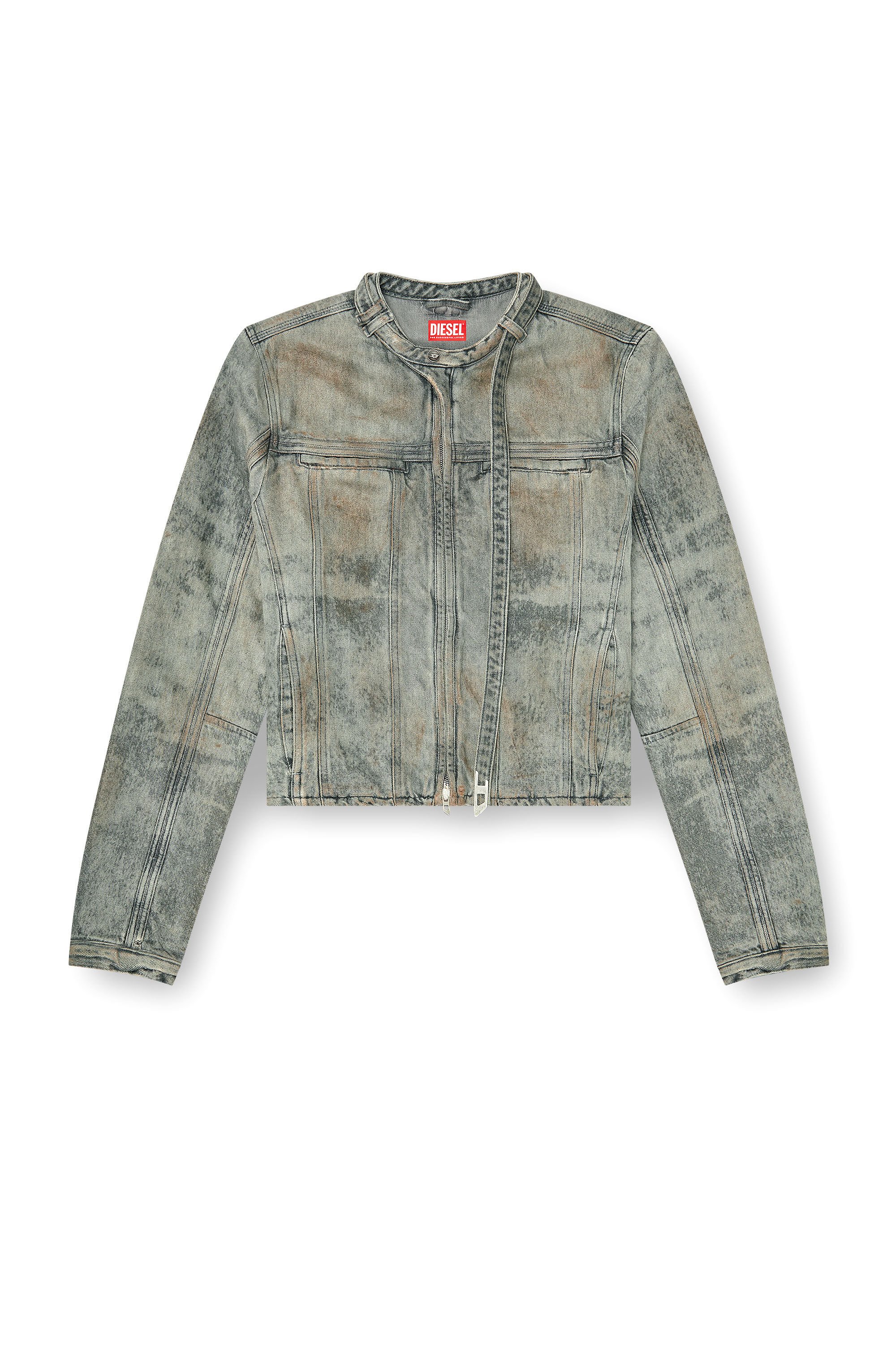 Diesel - D-VULMAR-FSI, Male's Jacket in cotton-hemp satin denim in グレー - 2