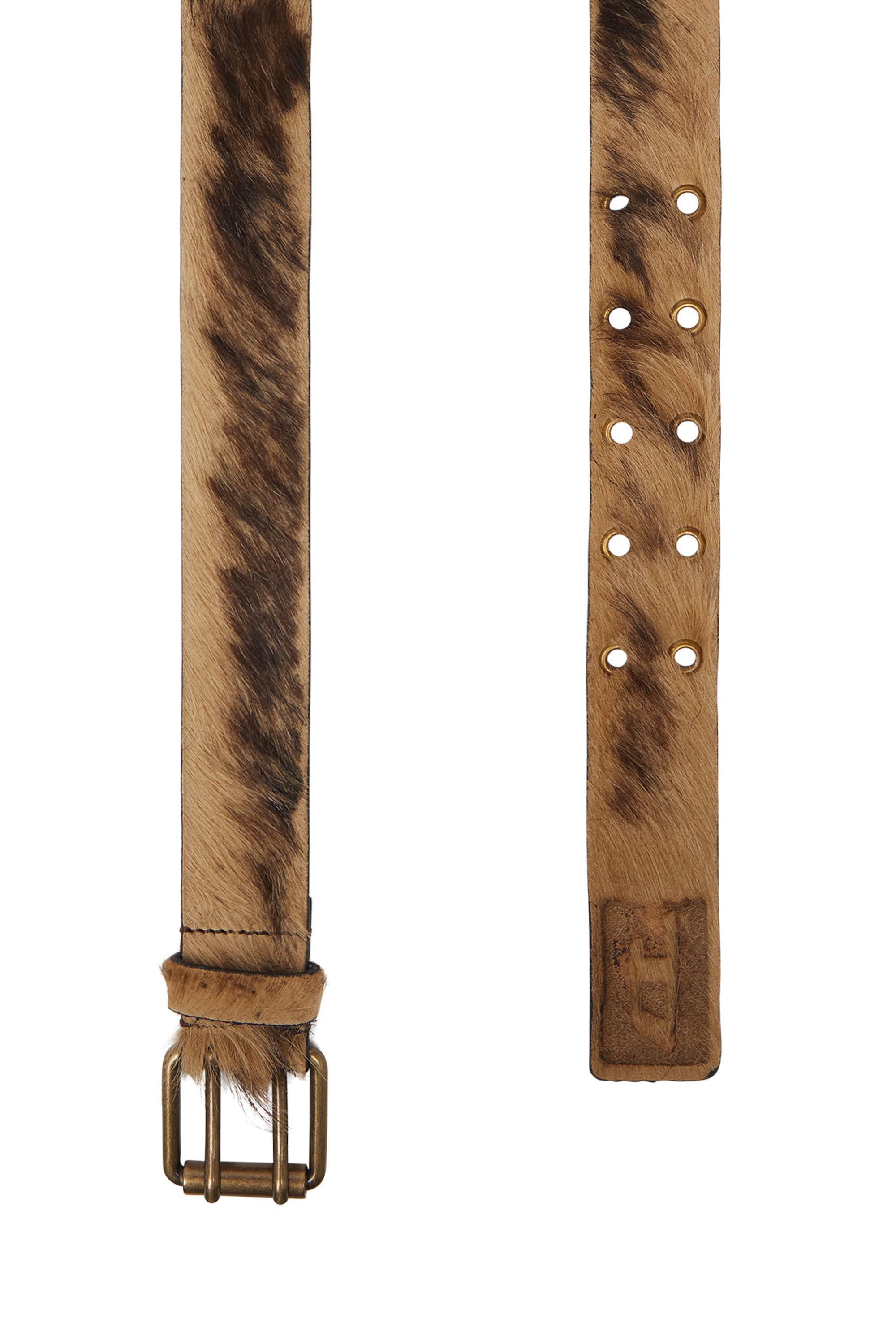 B-FLAG-D 4cm belt in long-hair leather｜ブラウン｜ウィメンズ｜DIESEL