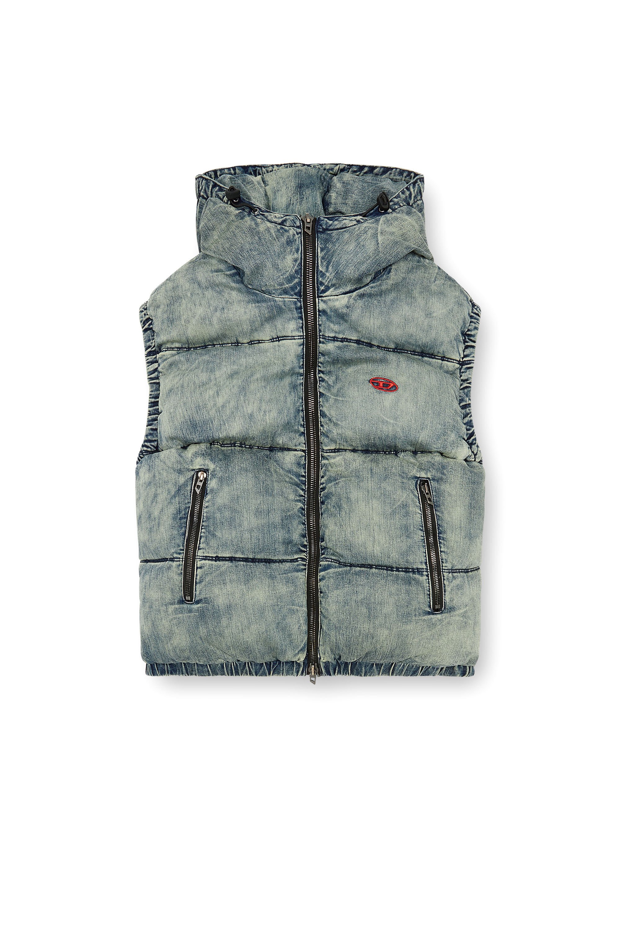 Diesel - W-MONS-SL, Male's Padded vest in faded denim in ブルー - 2