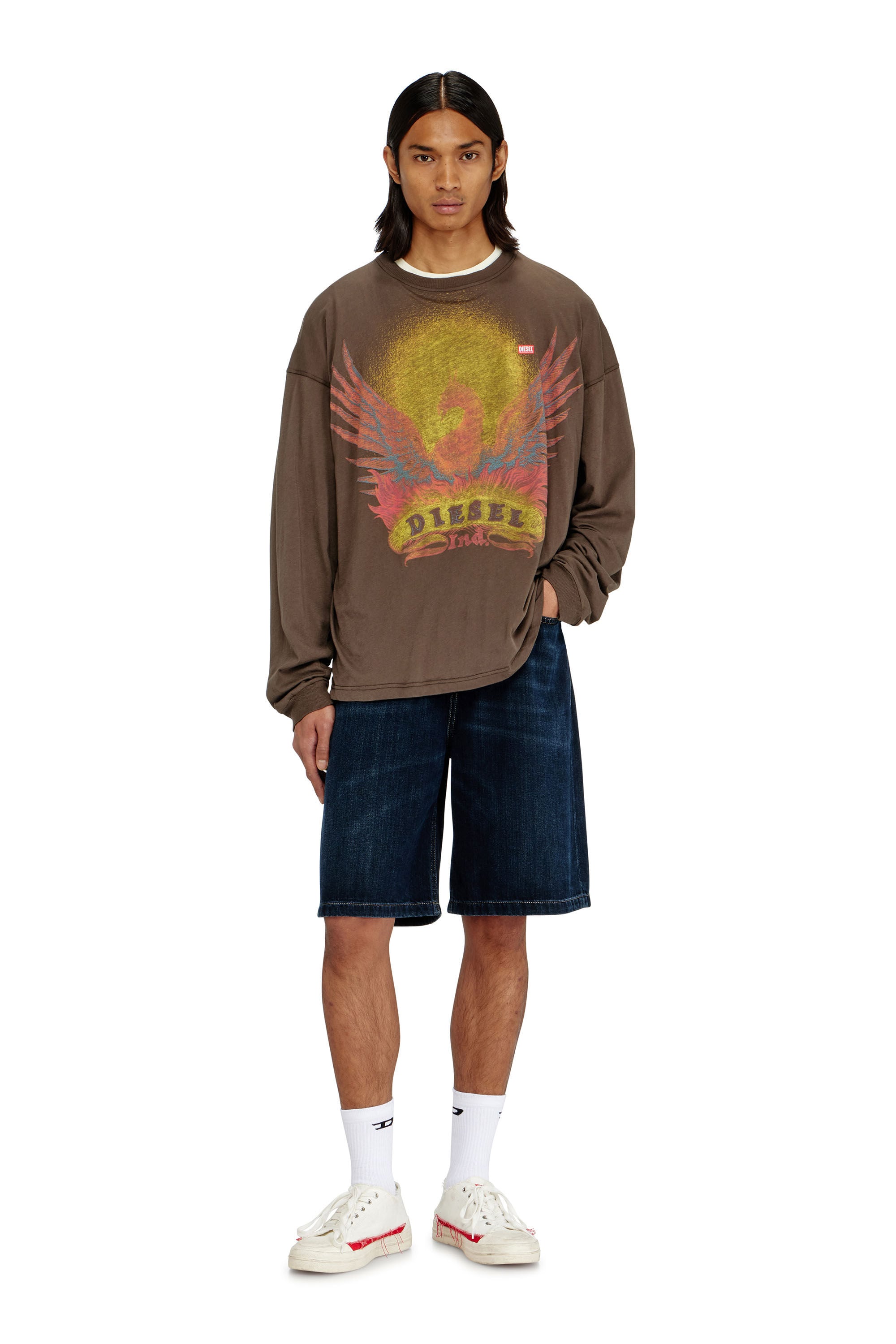 Diesel - T-BOXT-LS-AA1, Male's 長袖Tシャツ in ブラウン - 1