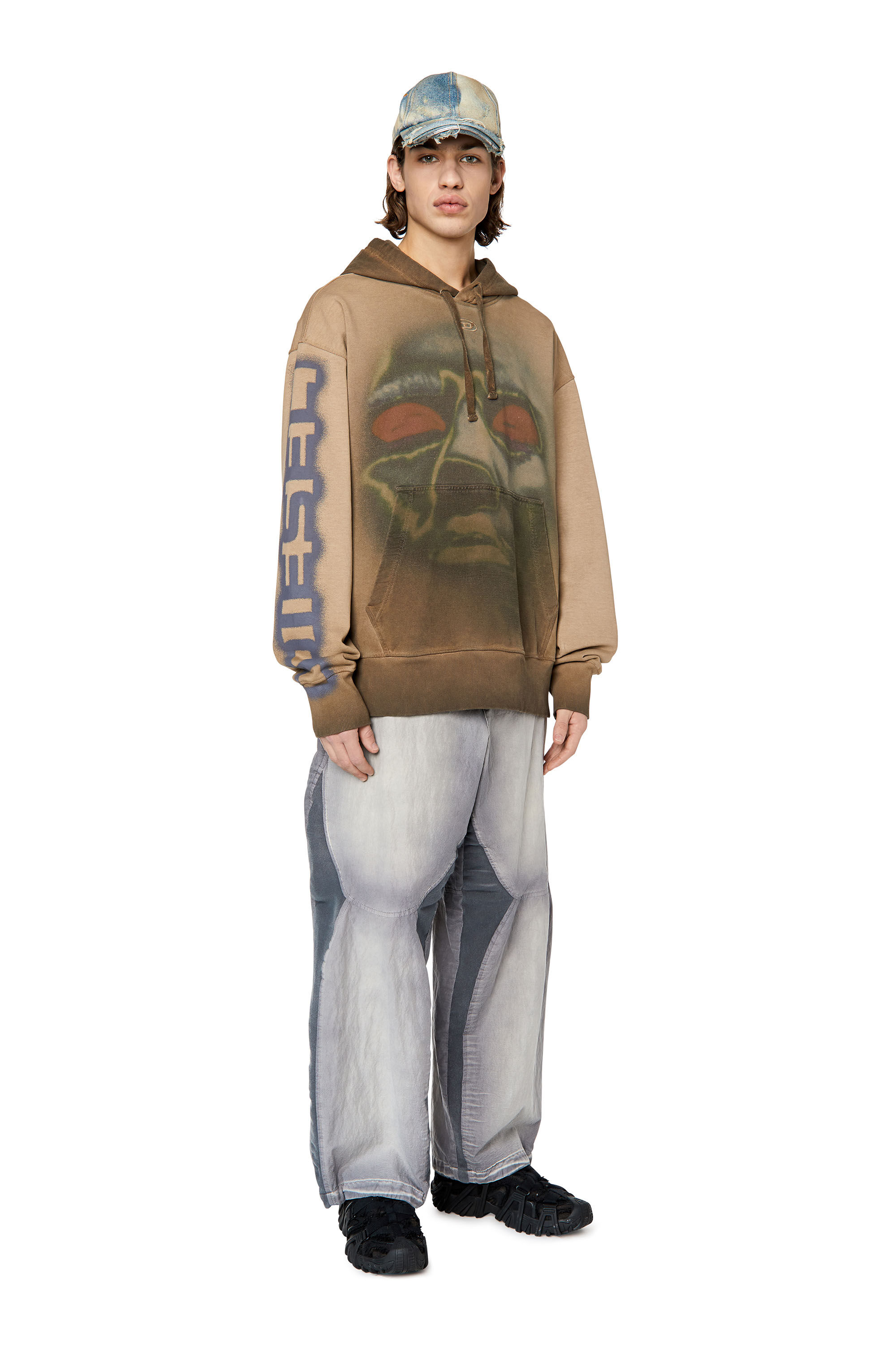 Diesel - S-MACS-HOOD-H1, Male's パーカー グラフィック in ライトブラウン - 1