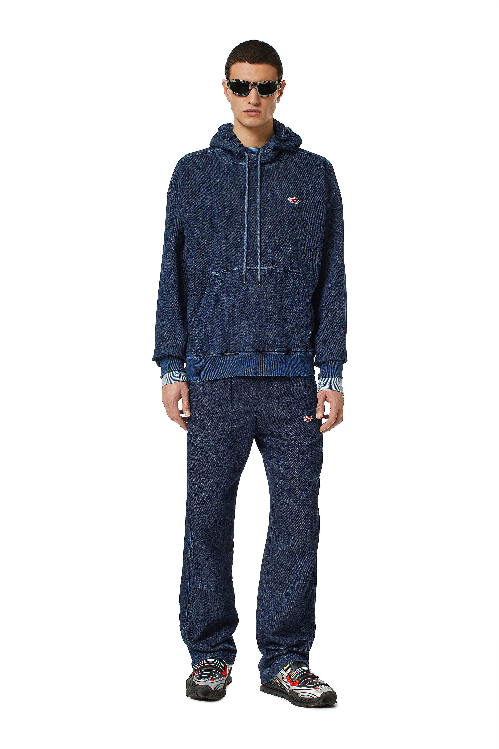 Diesel - D-UM-RIB TRACK DENIM HOODIE,  - Image 1