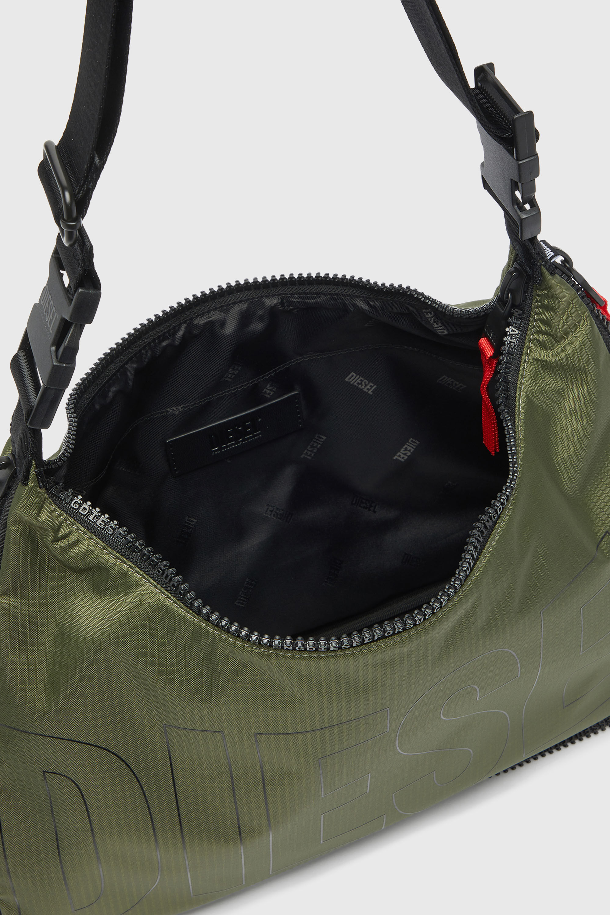 Diesel - ZIP-D SHOULDER L X, Unisex's ショルダーバッグ in オリーブグリーン - 4