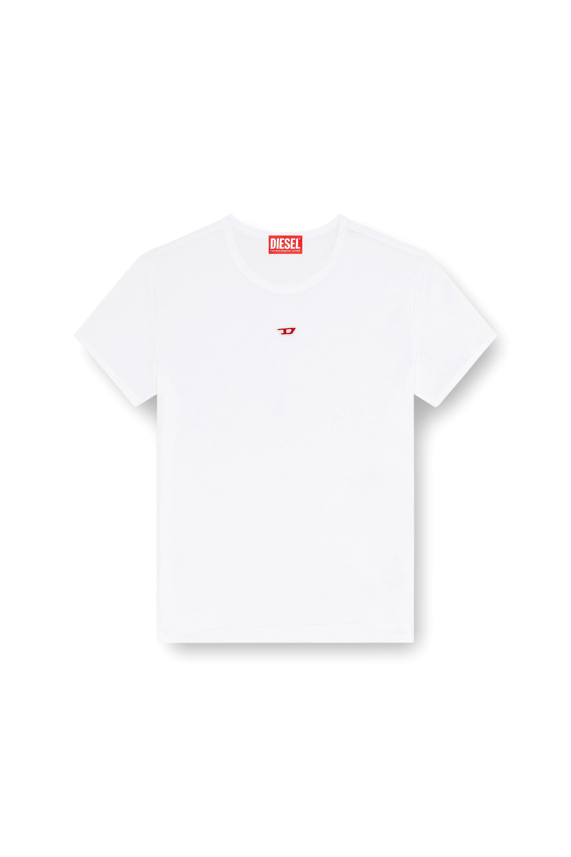 Diesel - T-UNCUTIE-LONG-D, Female's T-shirt with embroidered D patch in ホワイト - 2