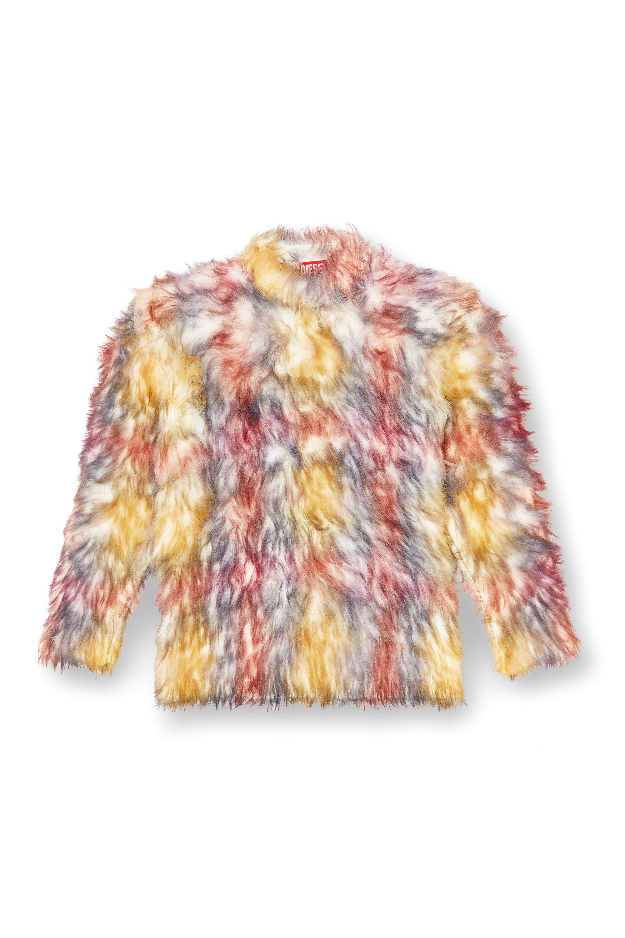 Diesel - M-BERRY, Female's Fluffy jumper with check print in グレー/レッド - 2