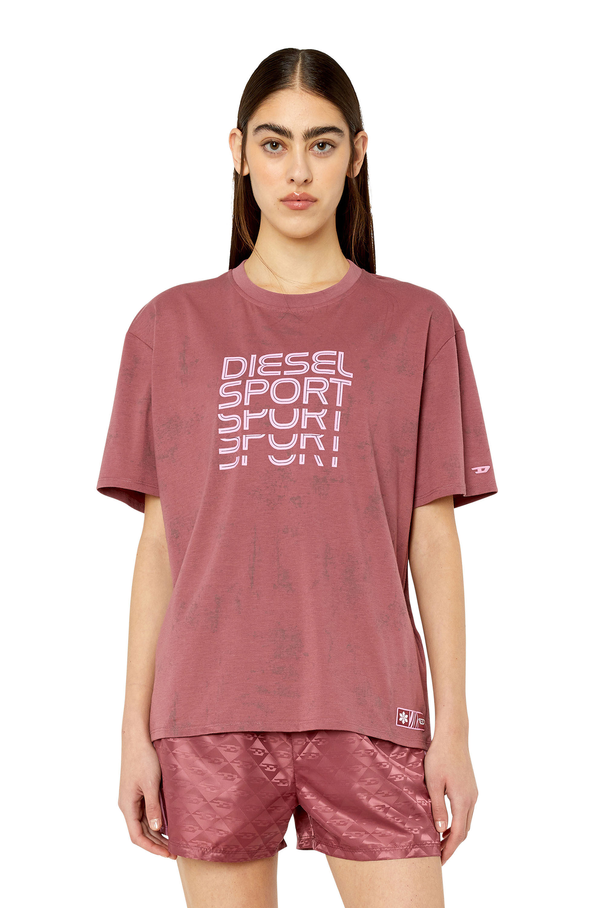 Diesel - AWTEE-DREA-HT10, Female's 半袖 Tシャツ バックプリント in ブラウン - 3