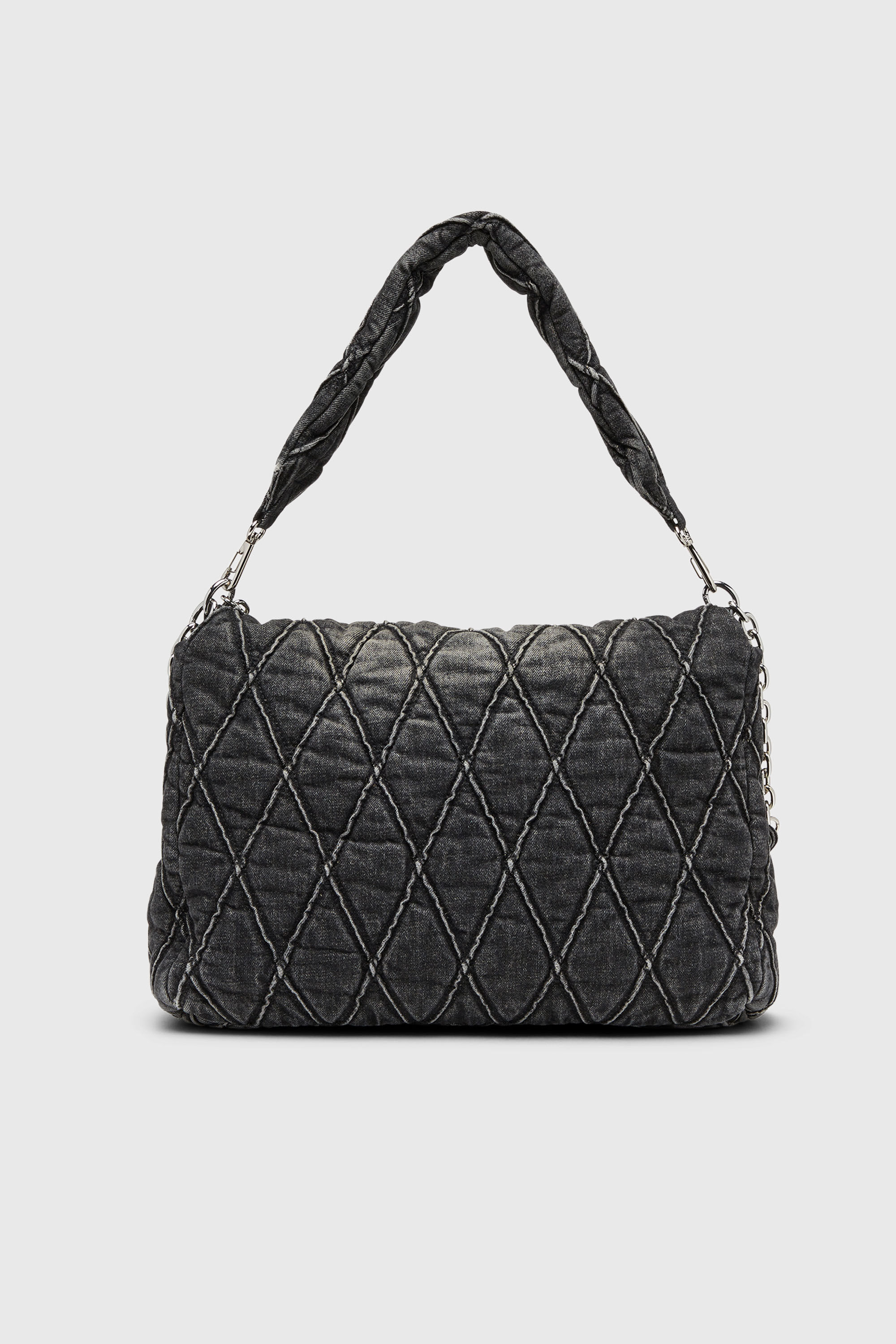 か*ー様 DIESEL ショルダーバッグ 黒 メンズ レディース Diesel ウィメンズ バッグ Charm-D Shoulder L bag キルト デニム