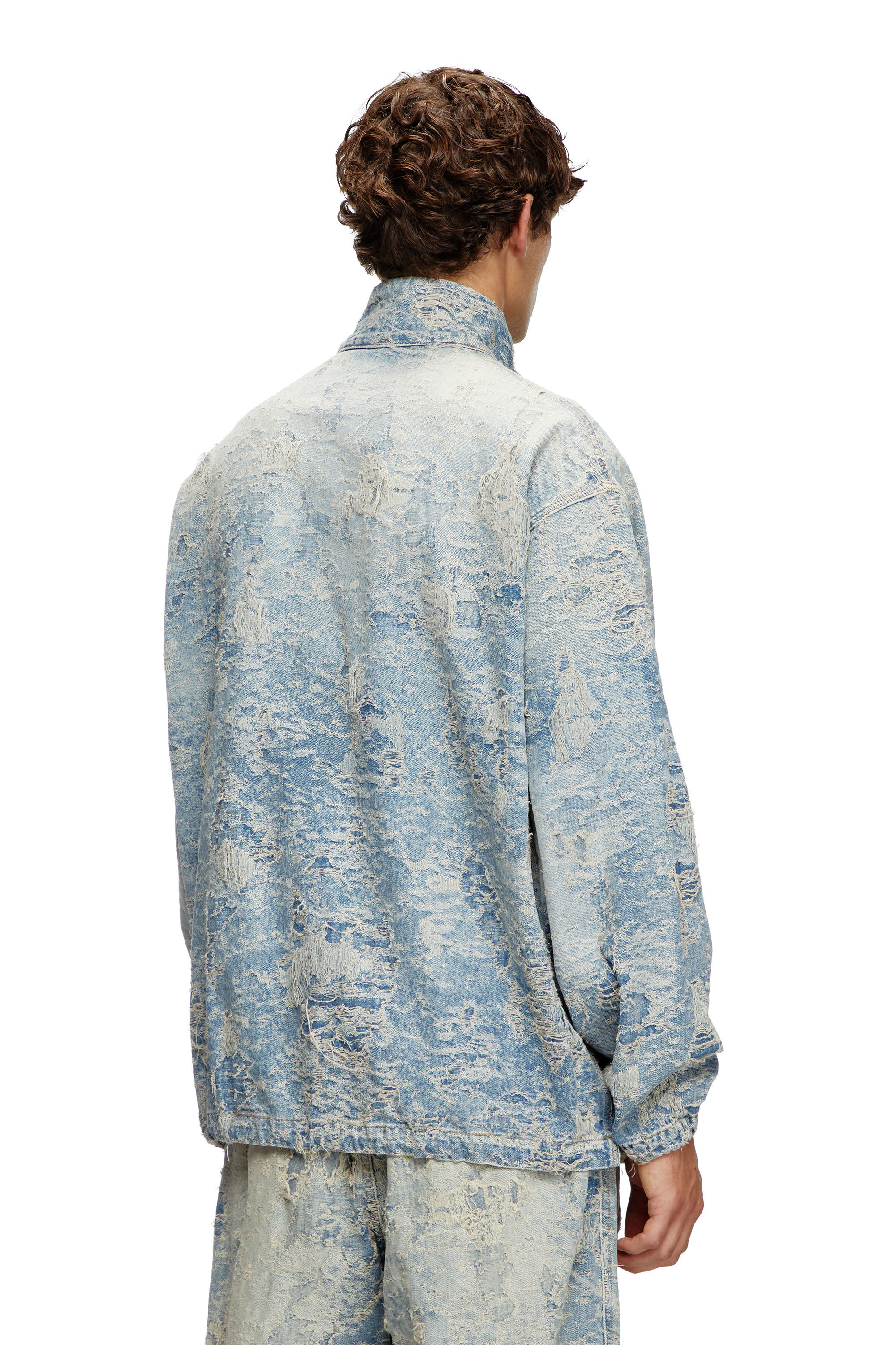Diesel - D-KRAP-FSF, Unisex's Zip jacket in dirty jacquard denim in ライトブルー - 5