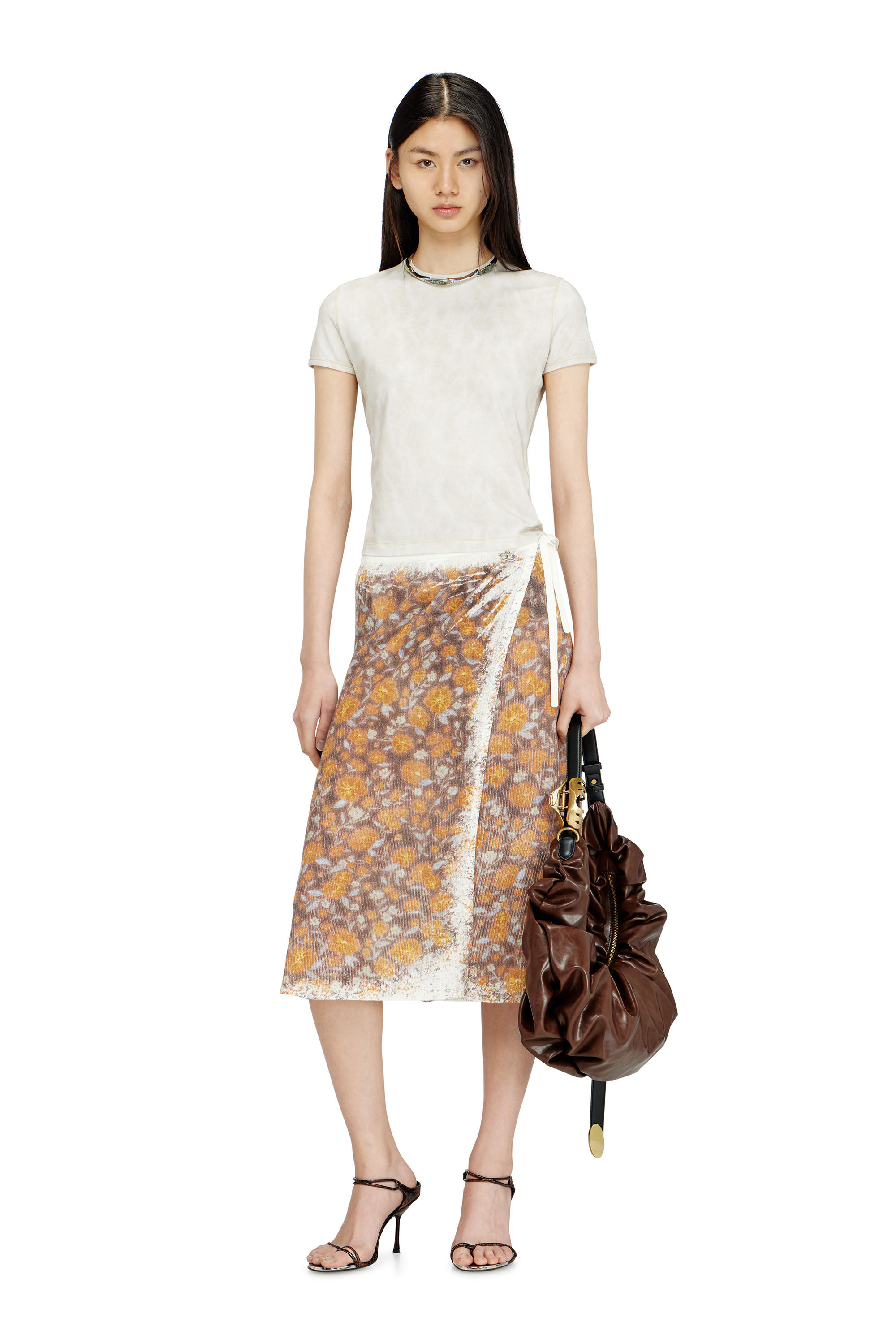 Diesel - T-ANIMA, Female's Animal-print T-shirt in stretch jersey in グレー - 1