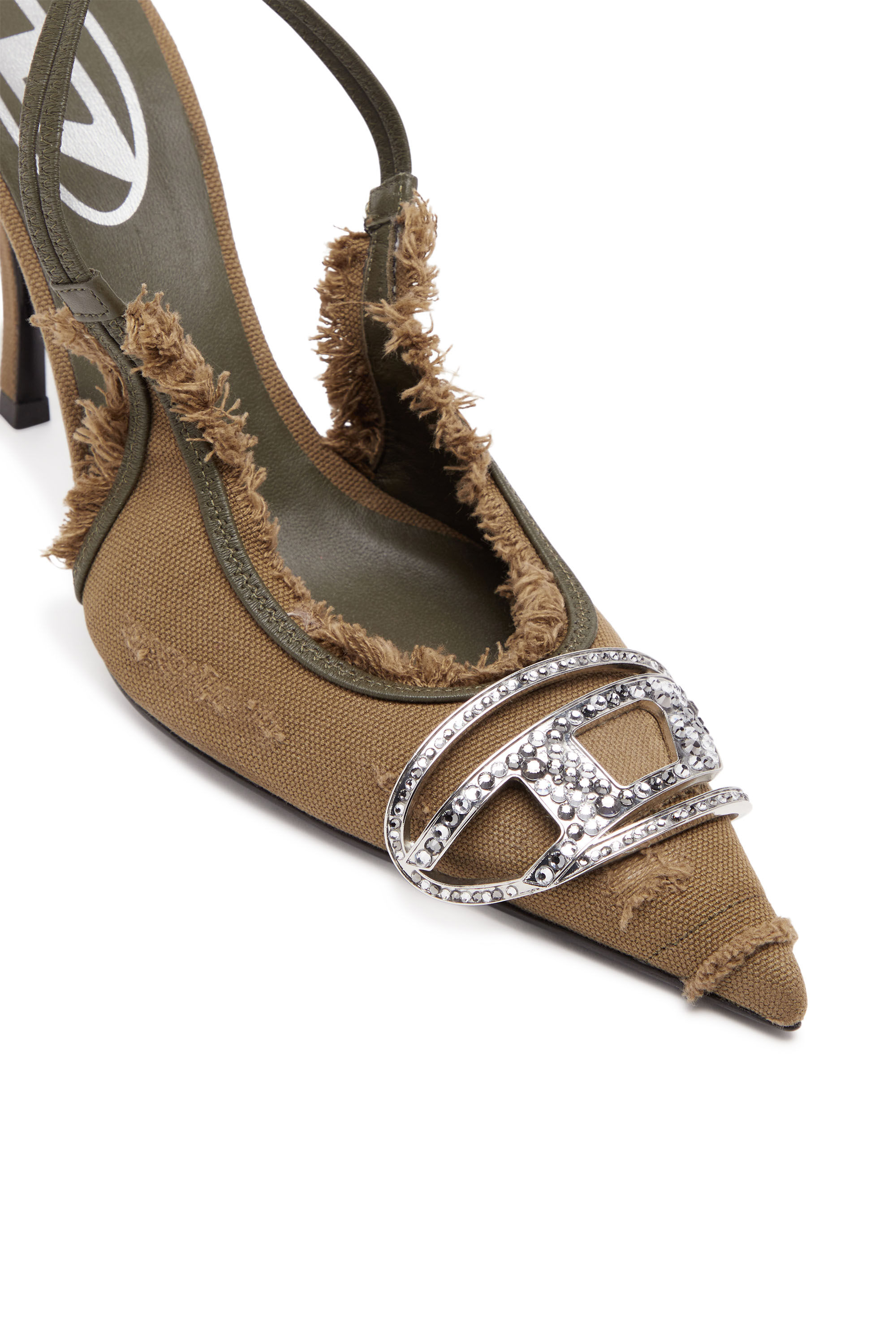 Diesel - D-VENUS SB, Female's D-Venus-Slingback pumps in distressed canvas in ミリタリーグリーン - 6