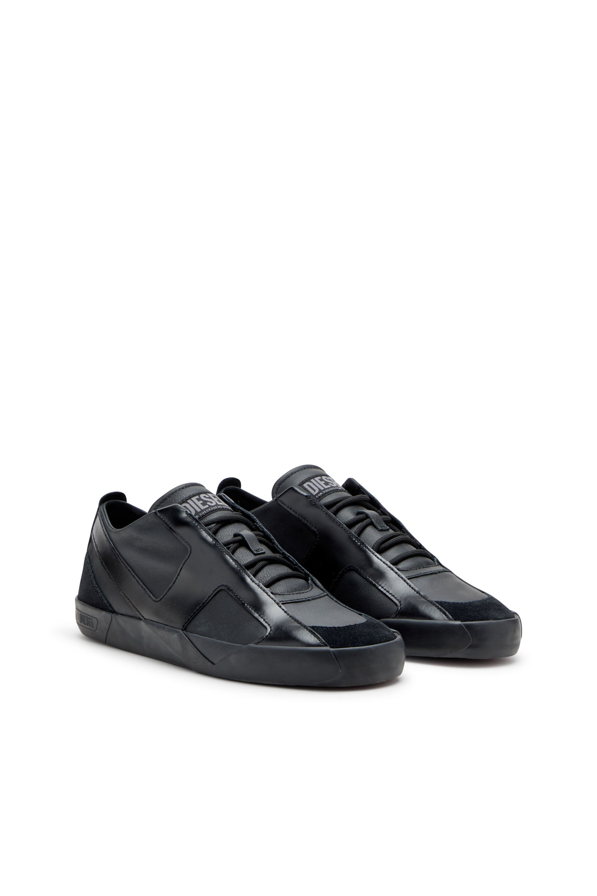 Diesel - S-SLANTE-D LOW, Male's S-Slante-D-Sneakers in suede and leather with D logo in ブラック - 3