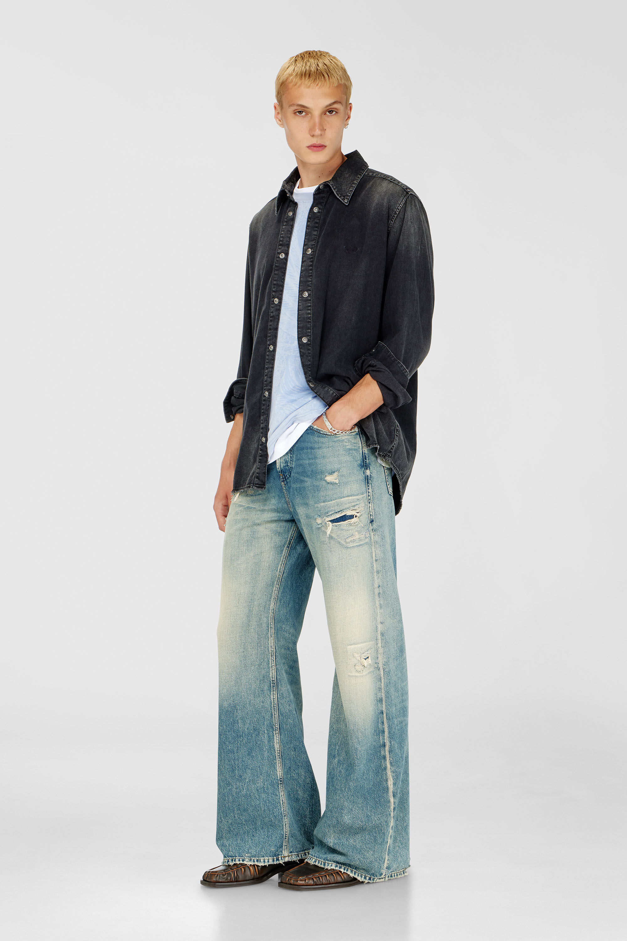 D-SIMPLY Long-sleeve denim shirt｜ブラック｜メンズ｜DIESEL