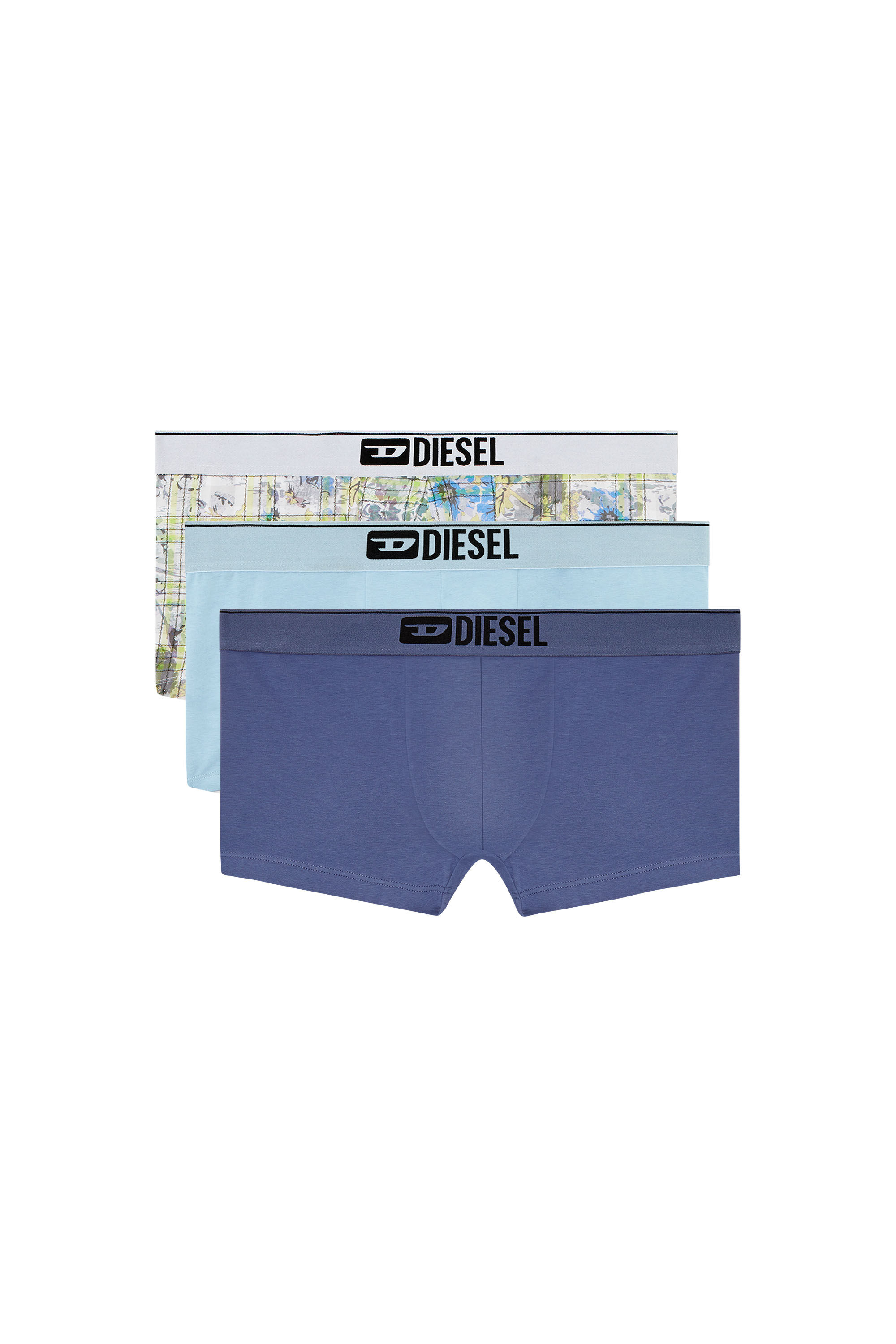 Diesel - DAMIEN-THREEPACK, Male's Three-pack boxer briefs with floral motif in ブルー/ホワイト - 2