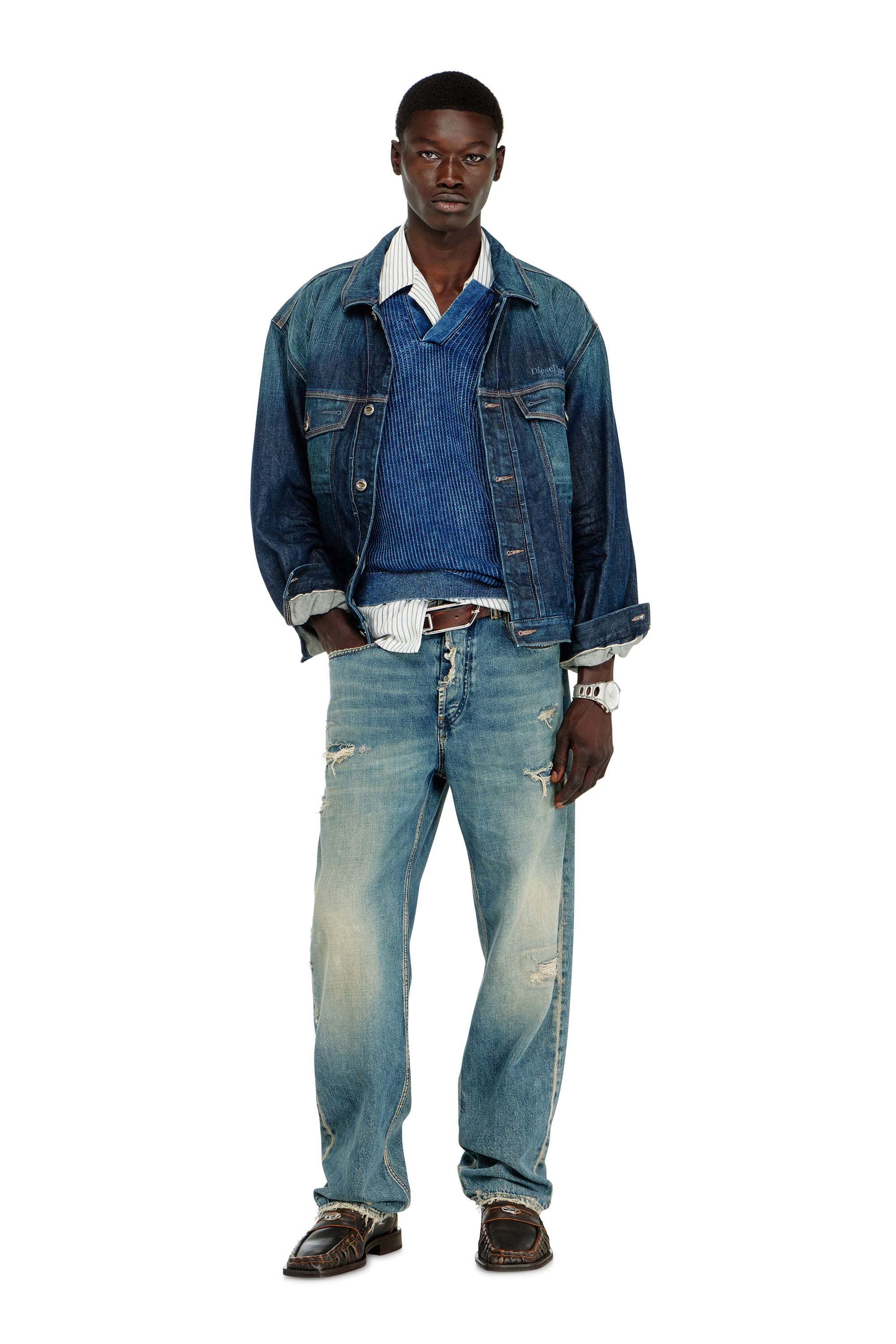 Diesel - K-SCILLI, Male's ポロニット in ミディアムブルー - 1
