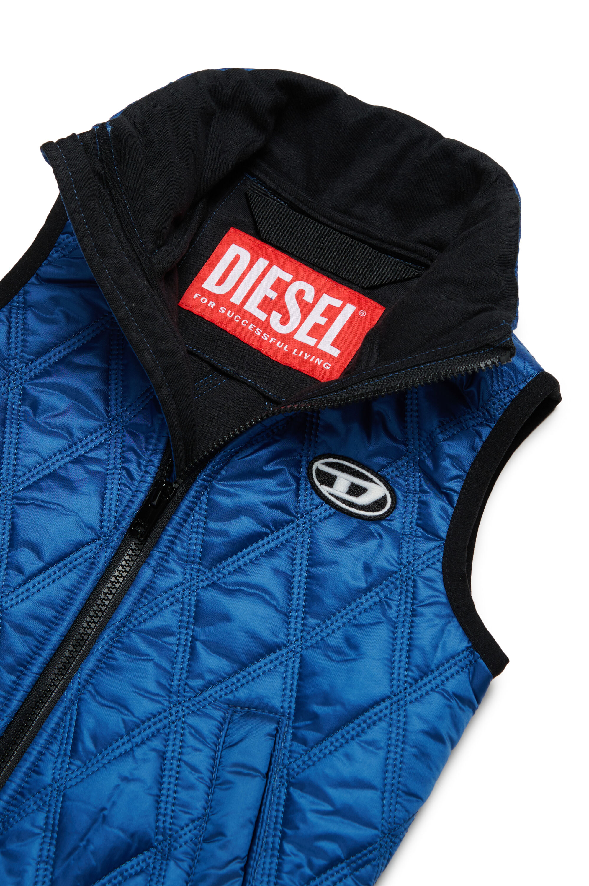 Diesel - JFOKKLOGONHB, Unisex's Quilted vest with Oval D patch in ブルー - 3