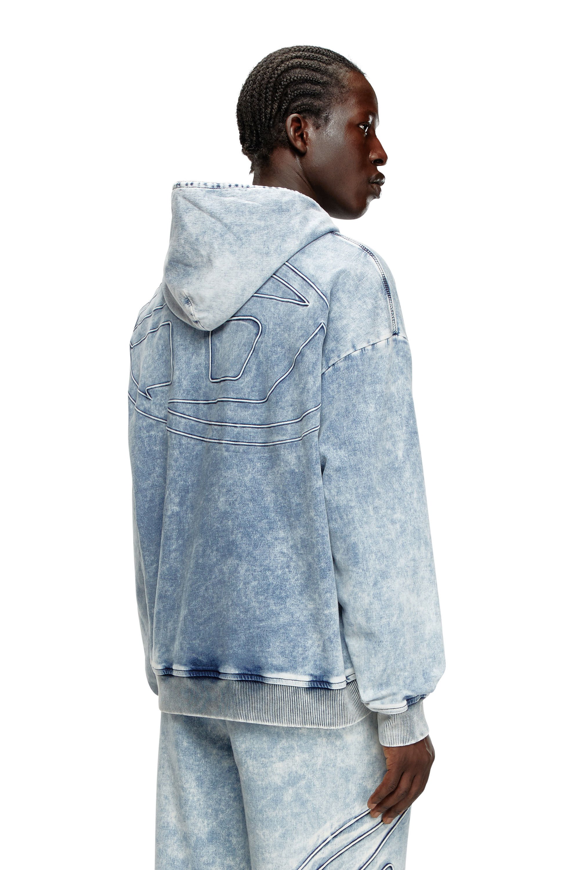 Diesel - D-UM-RIB-S2 TRACK, Unisex's Sweatshirt in Track Denim with Oval D in ライトブルー - 3