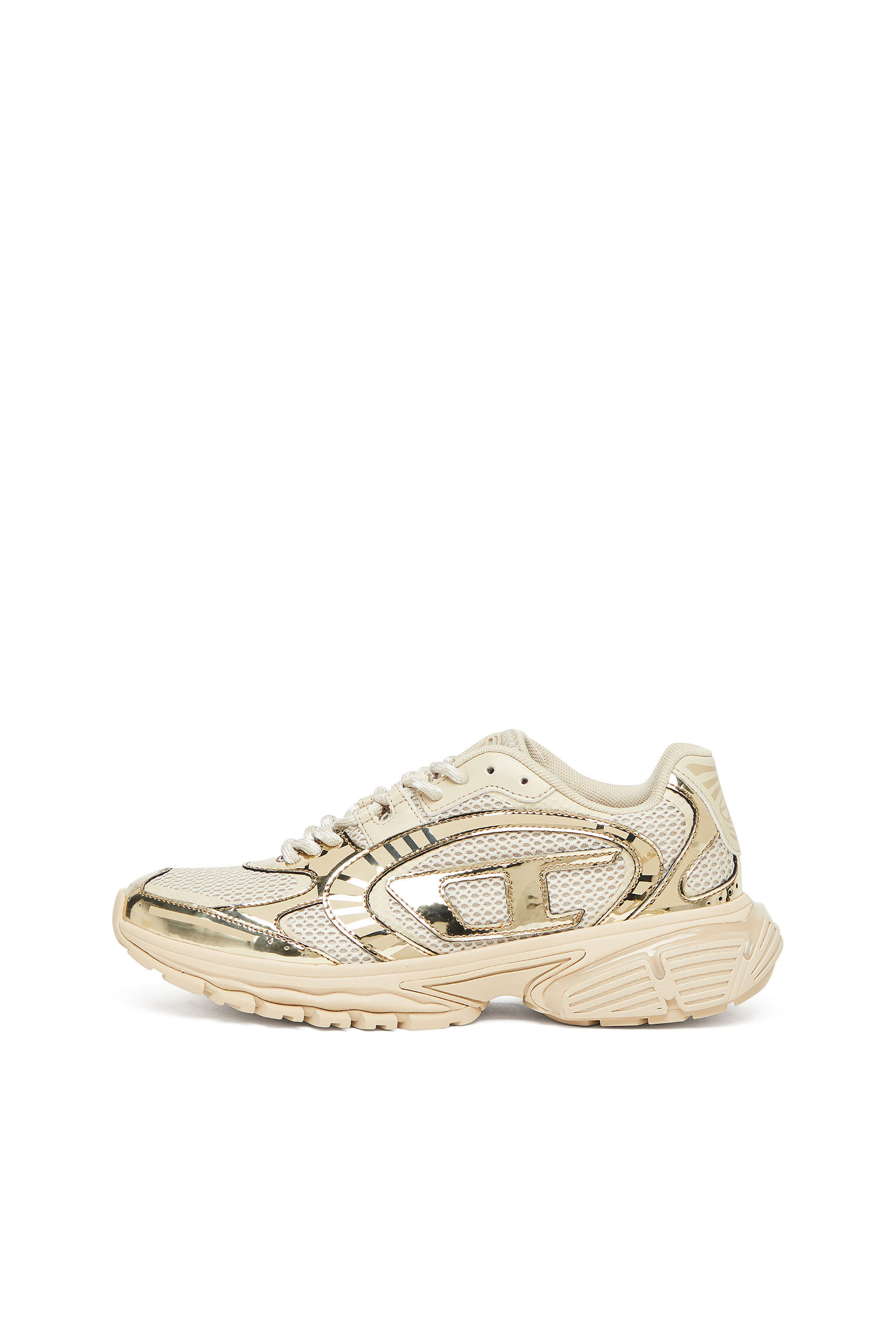 Diesel - S-PRO-V-DENSE LOW W, Female's S-Pro-V-Dense-Metallic mesh sneakers with Oval D logo in ベージュ - 7