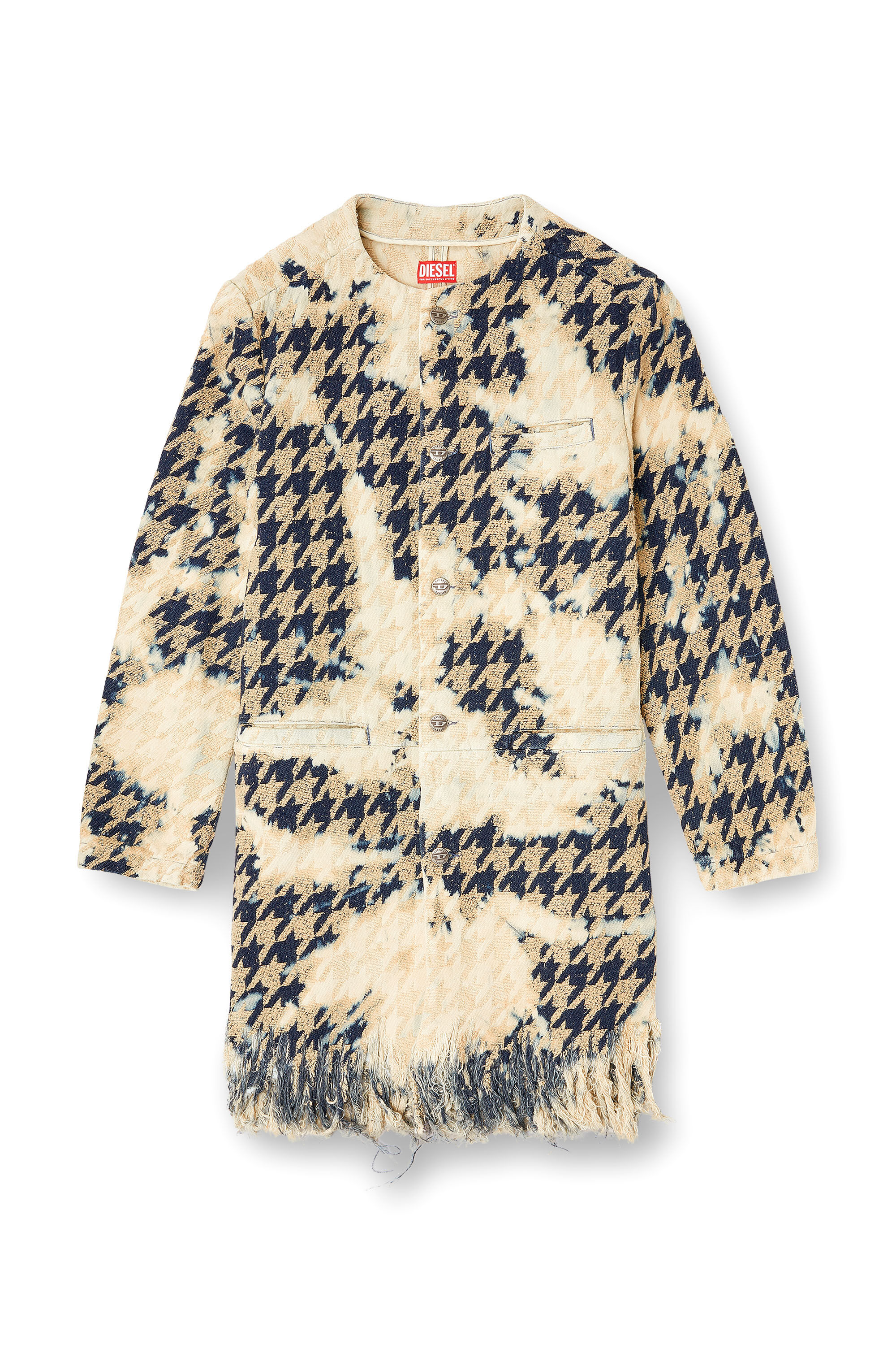 D-LOT-FSH1 Coat in houndstooth-weave denim｜マルチカラー