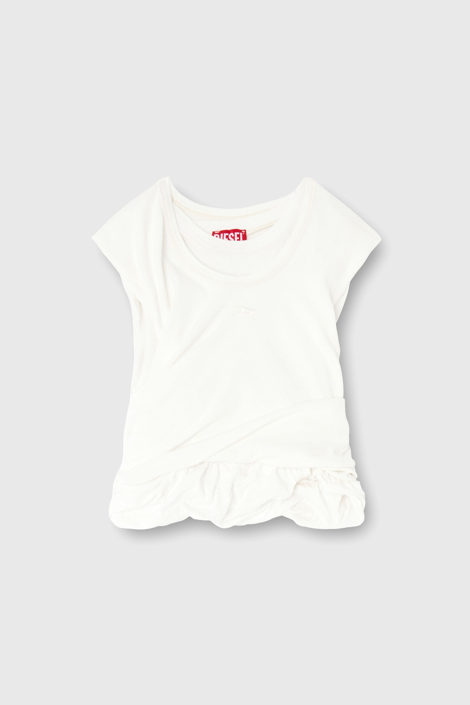 Diesel - T-WISHER-RIB-PL, Female's Rucked-up tank top in double-layer jersey in ホワイト - 2