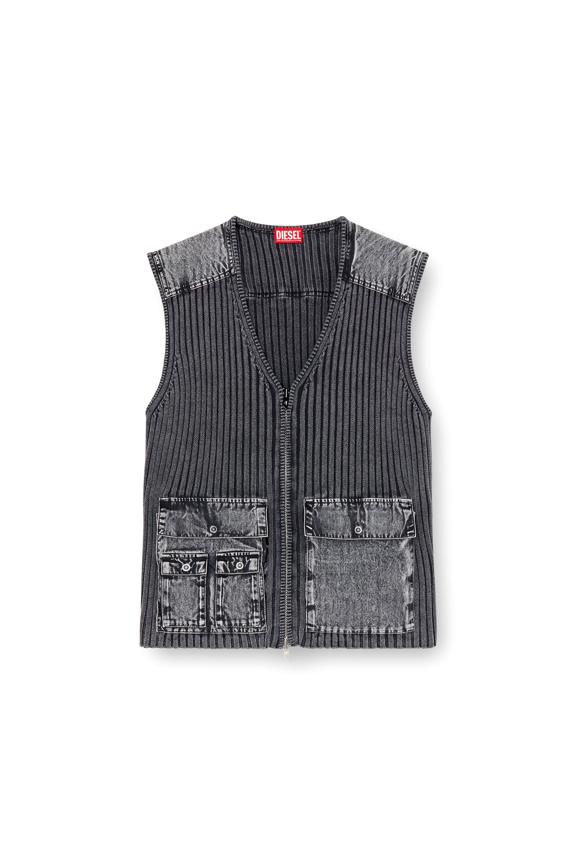 Diesel - K-MARGIE, Male's Utility vest with contrast panels in ダークグレー - 2
