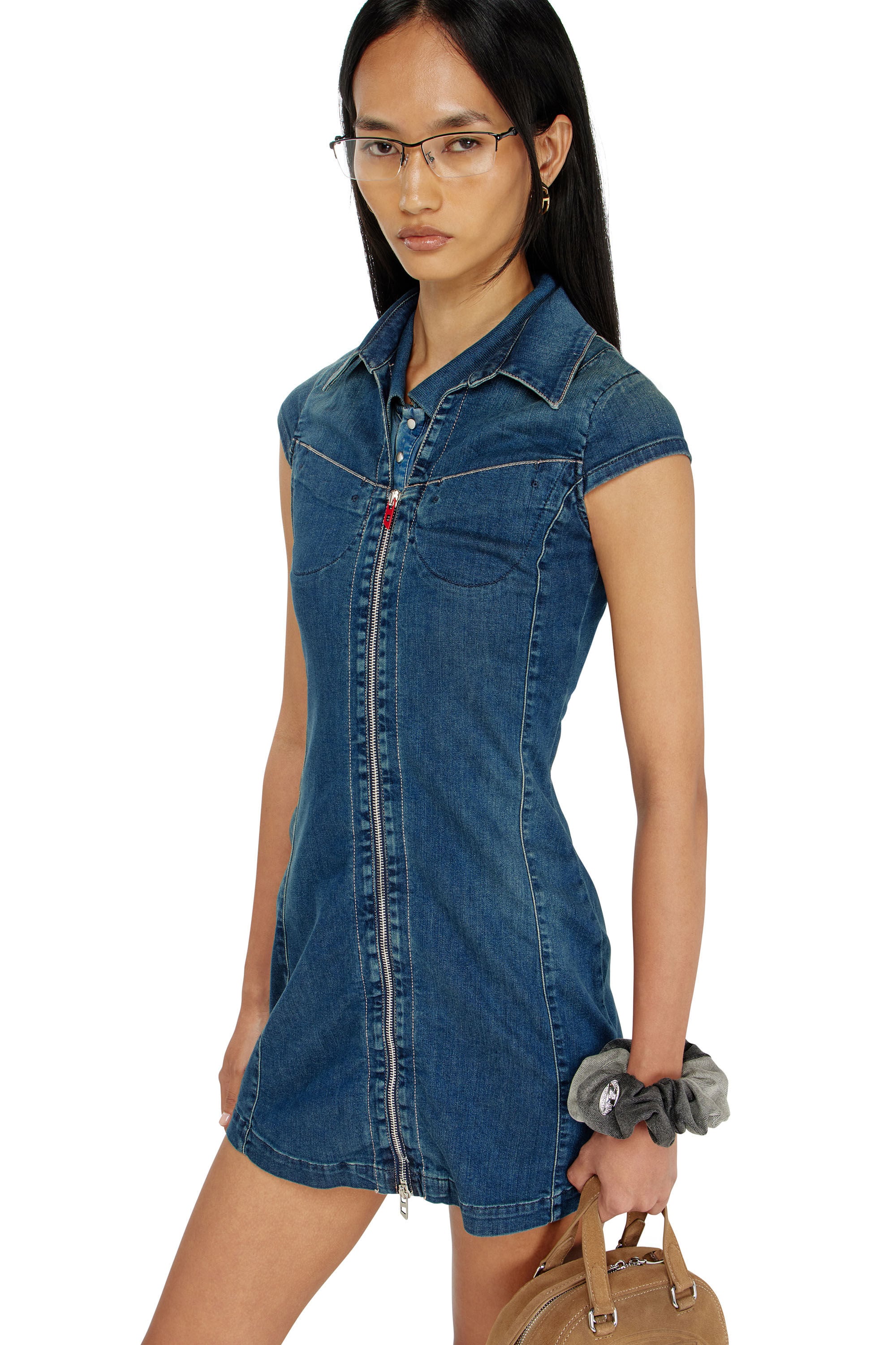 Diesel - DE-LORVYN-S, Female's デニムドレス in ミディアムブルー - 4