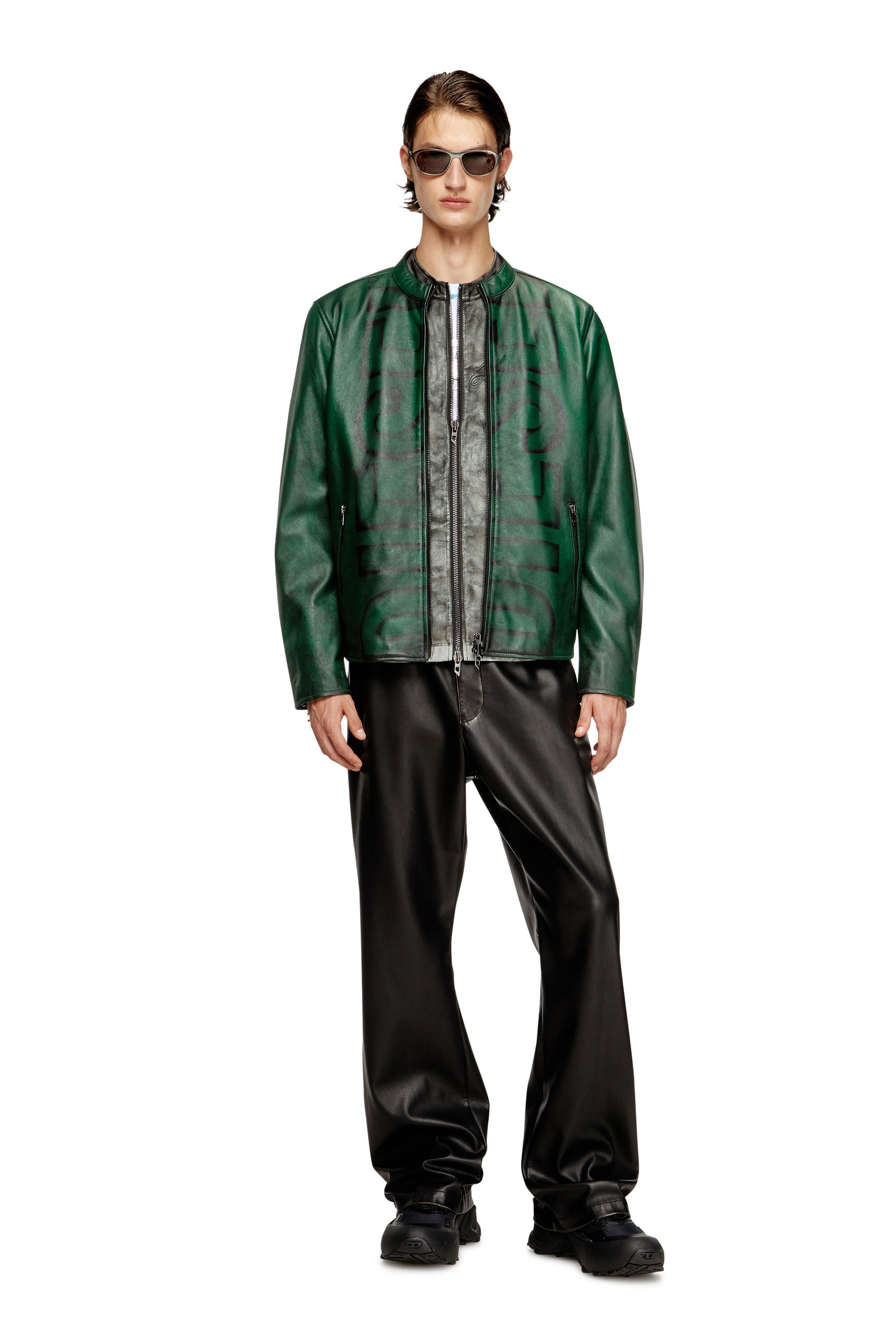 Diesel - L-EVERT-A, Male's レザージャケット in グリーン - 1