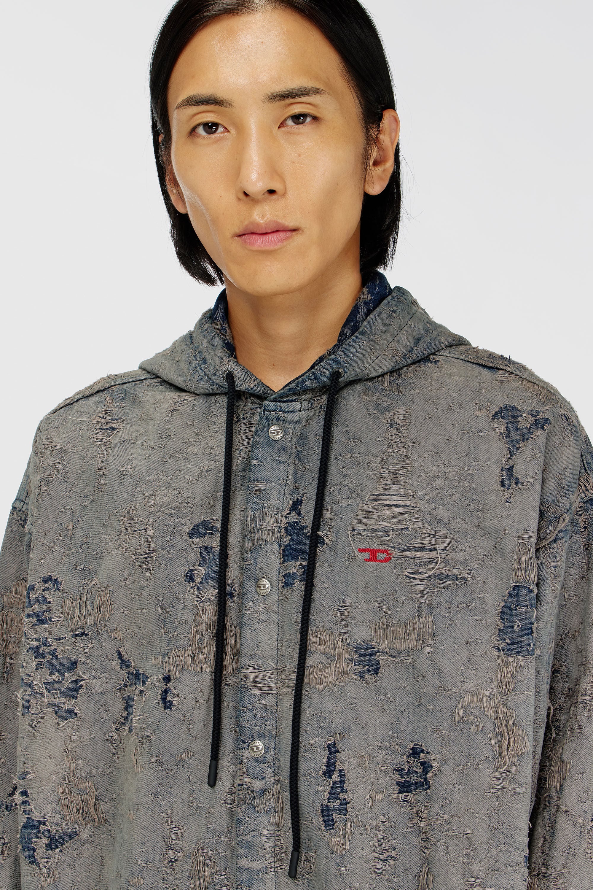 Diesel - D-DEWNY-HOOD, Male's デニムシャツ in ダークブルー - 4