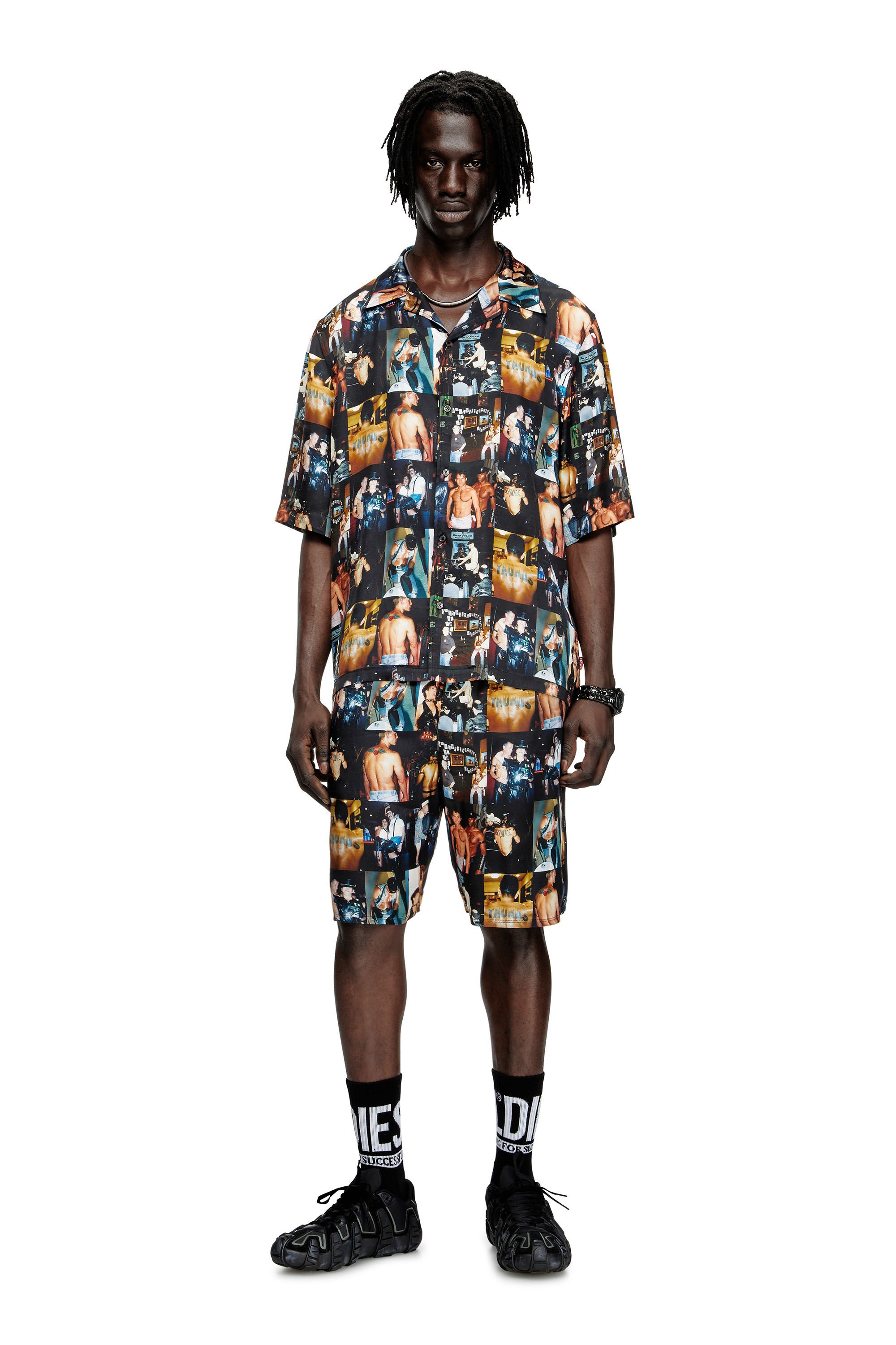 Diesel - PR-S-MEC-TOM25, Unisex's Bowling shirt with graphic prints in ブラック - 1