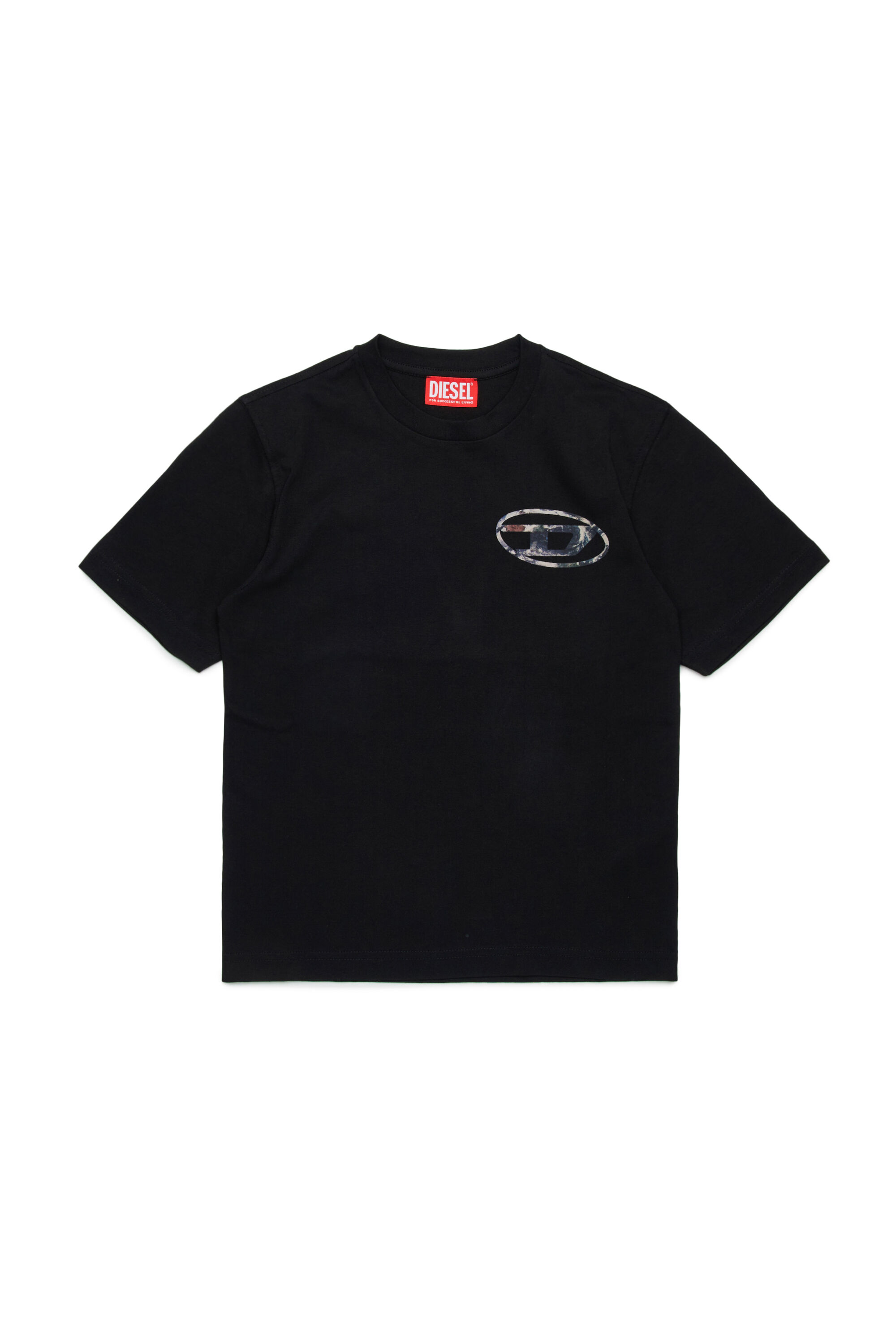 TWASHL6 OVER T-shirt with marble effect oval logo｜ブラック 
