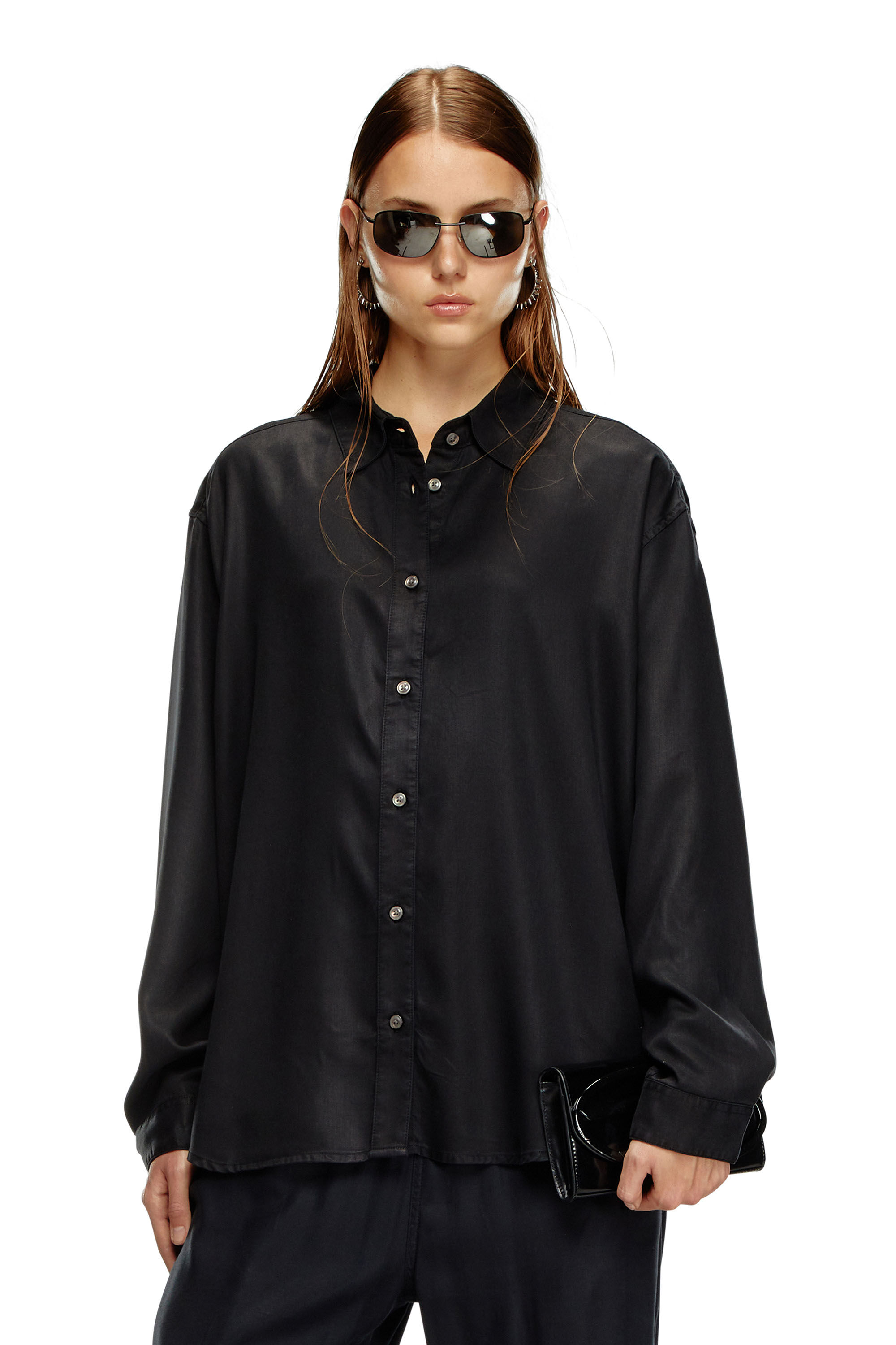 S-SIMPLY-C-WN Fluid shirt with logo embroidery｜ToBeDefined 