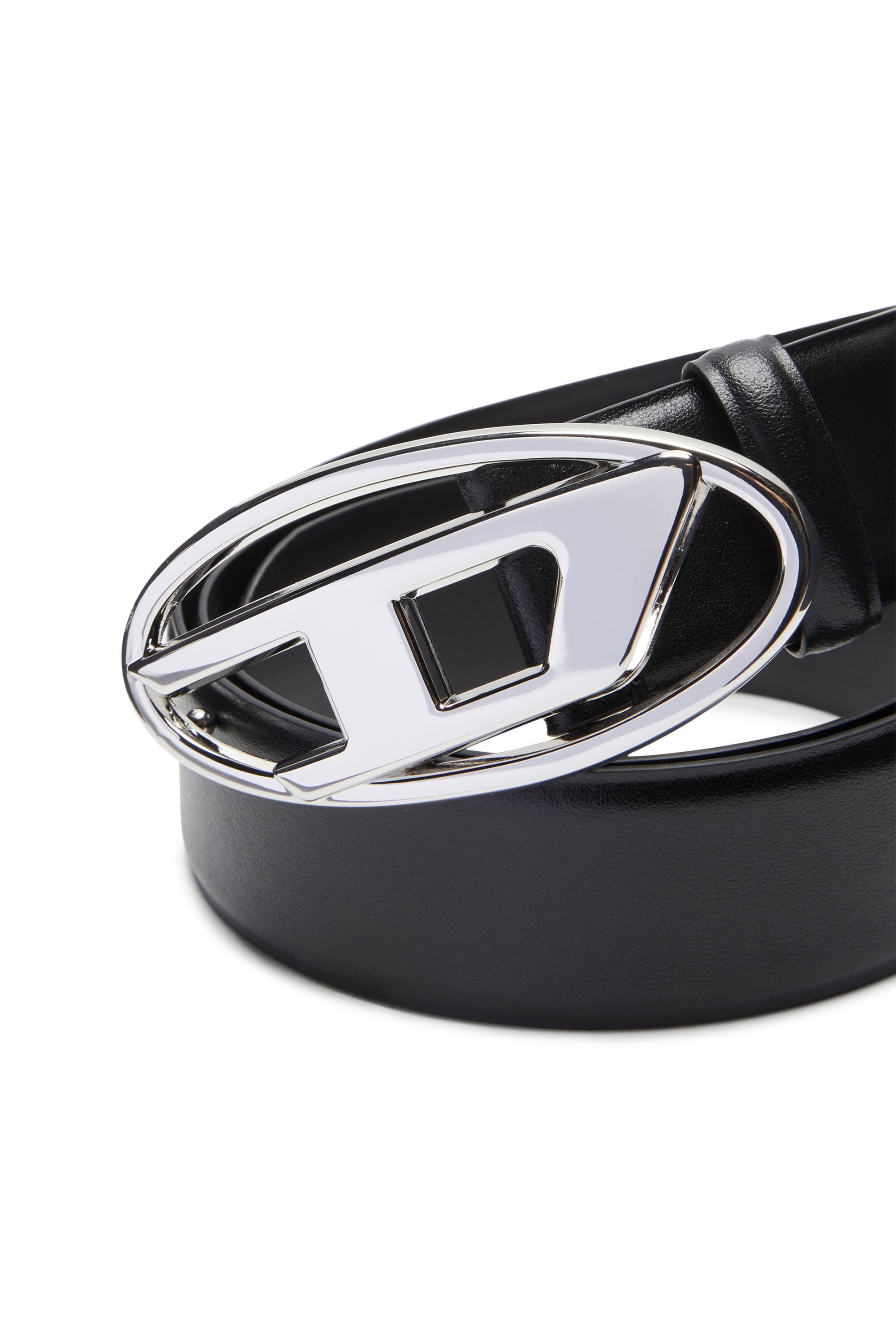 Diesel - B-1DR, Male's Leather belt with Oval D buckle in ブラック - 3