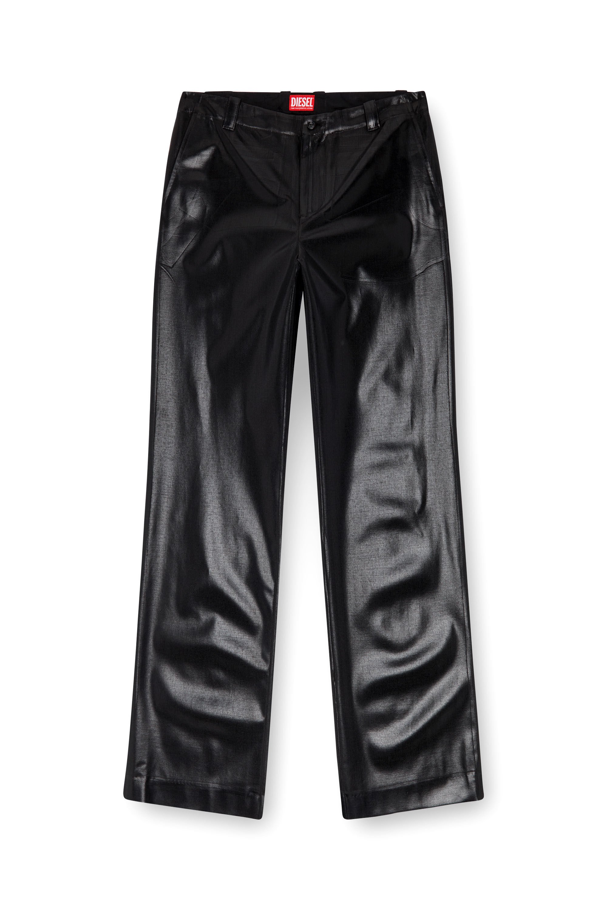 Diesel - P-STANLEY, Male's Pinstripe pants with coated front in ブラック - 5