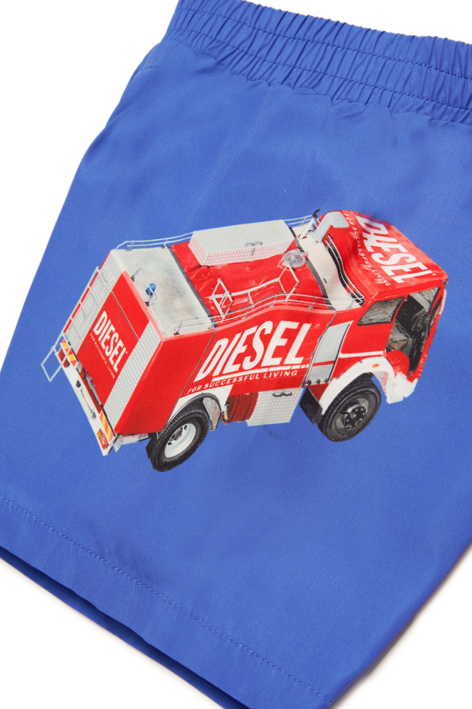 Diesel - MIPERRIB, Male's Swim shorts with fire truck print in ブルー - 4