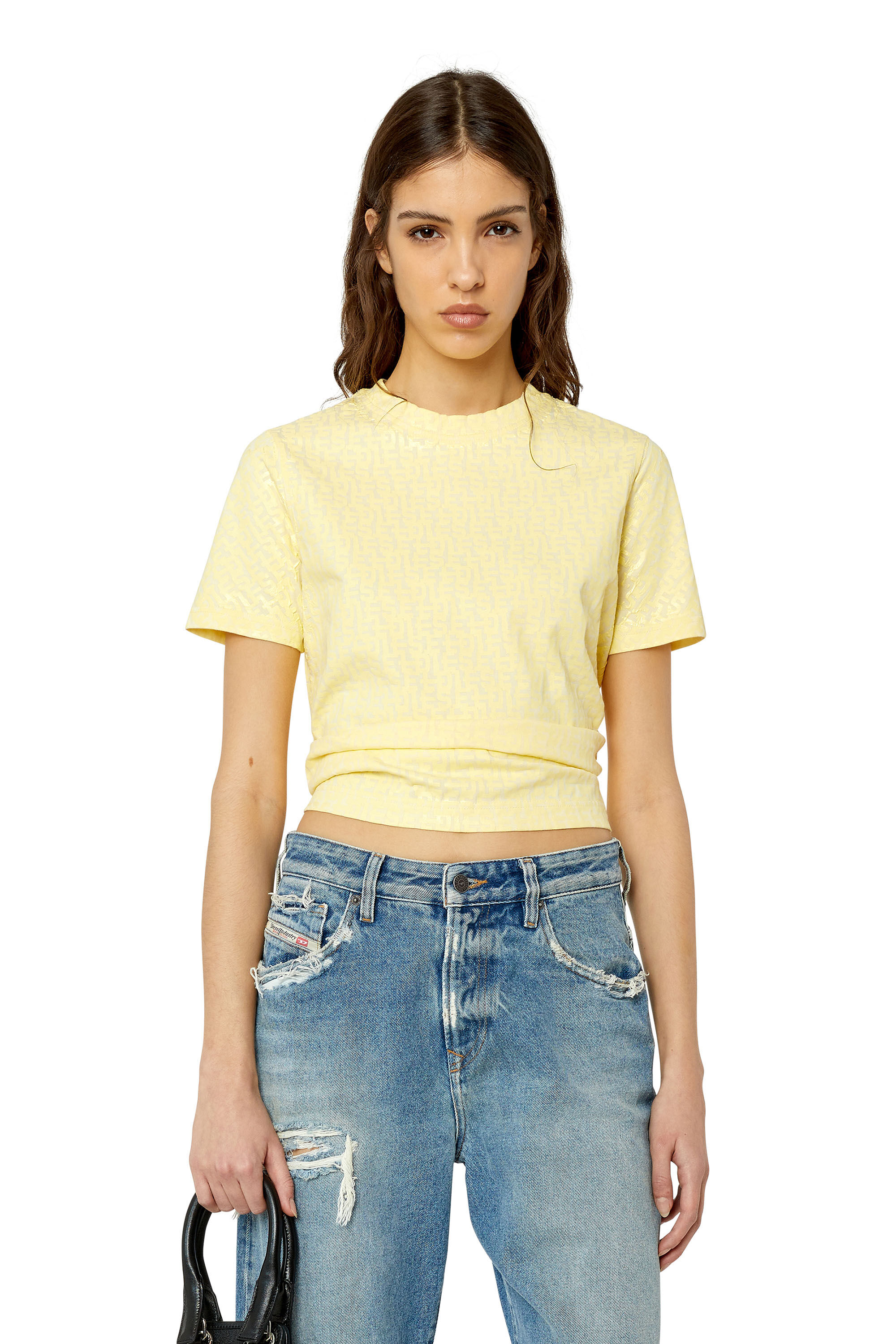 Diesel - T-REG-MONO, Female's 半袖Tシャツ トップス モノグラム in Yellow - 3